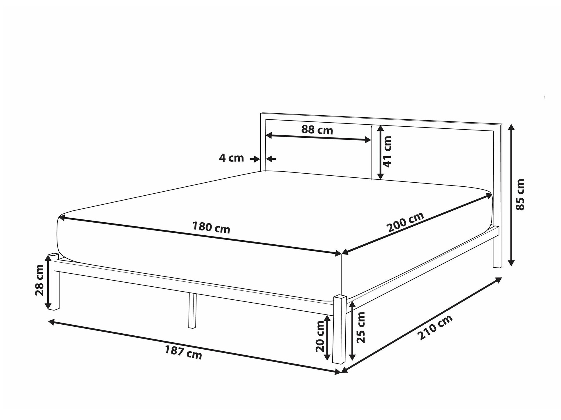 Krevet Berwyn 760 (Crna + Siva)