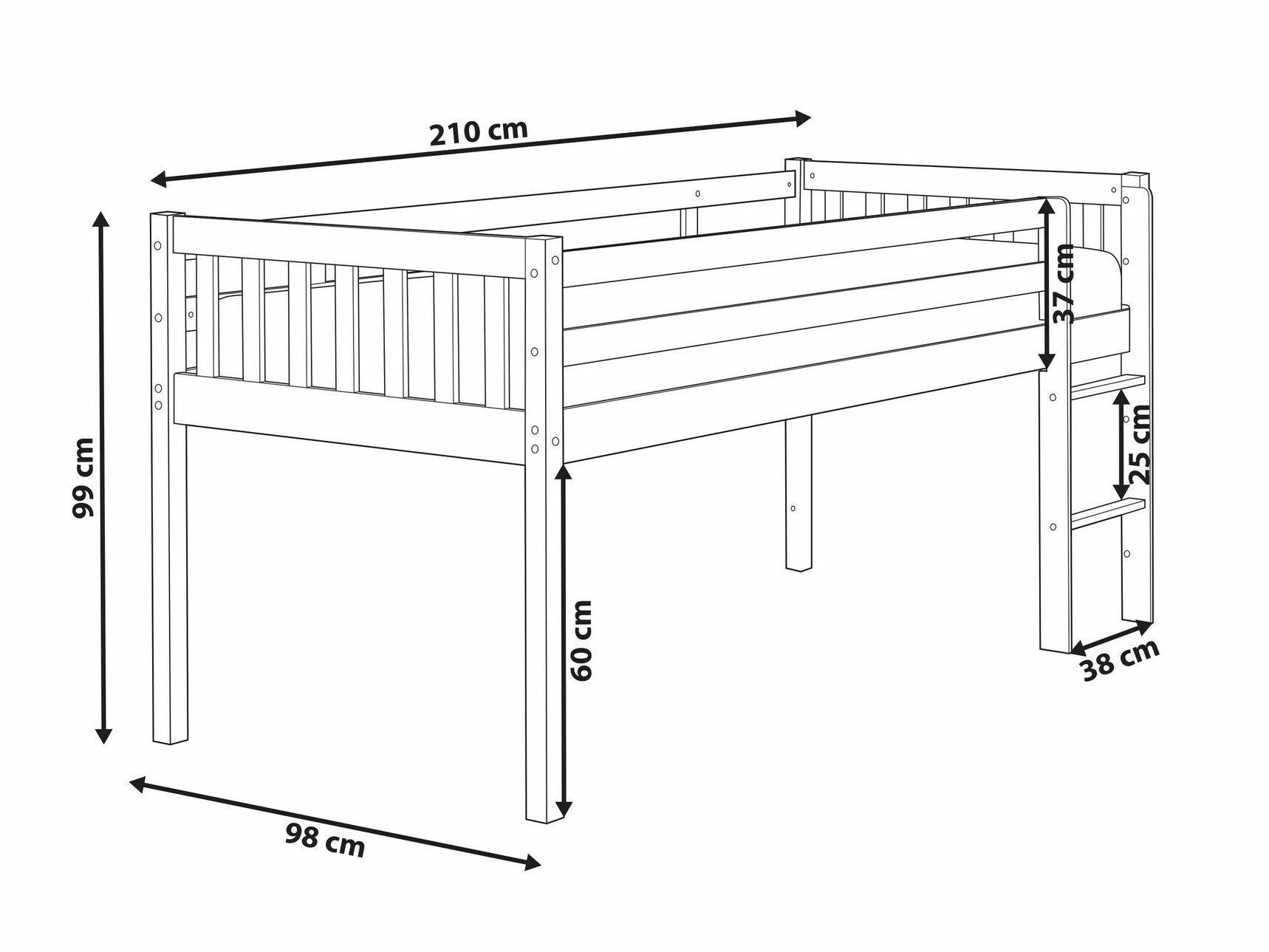 Visoki krevet Berwyn 2207 (Svijetlo drvo)