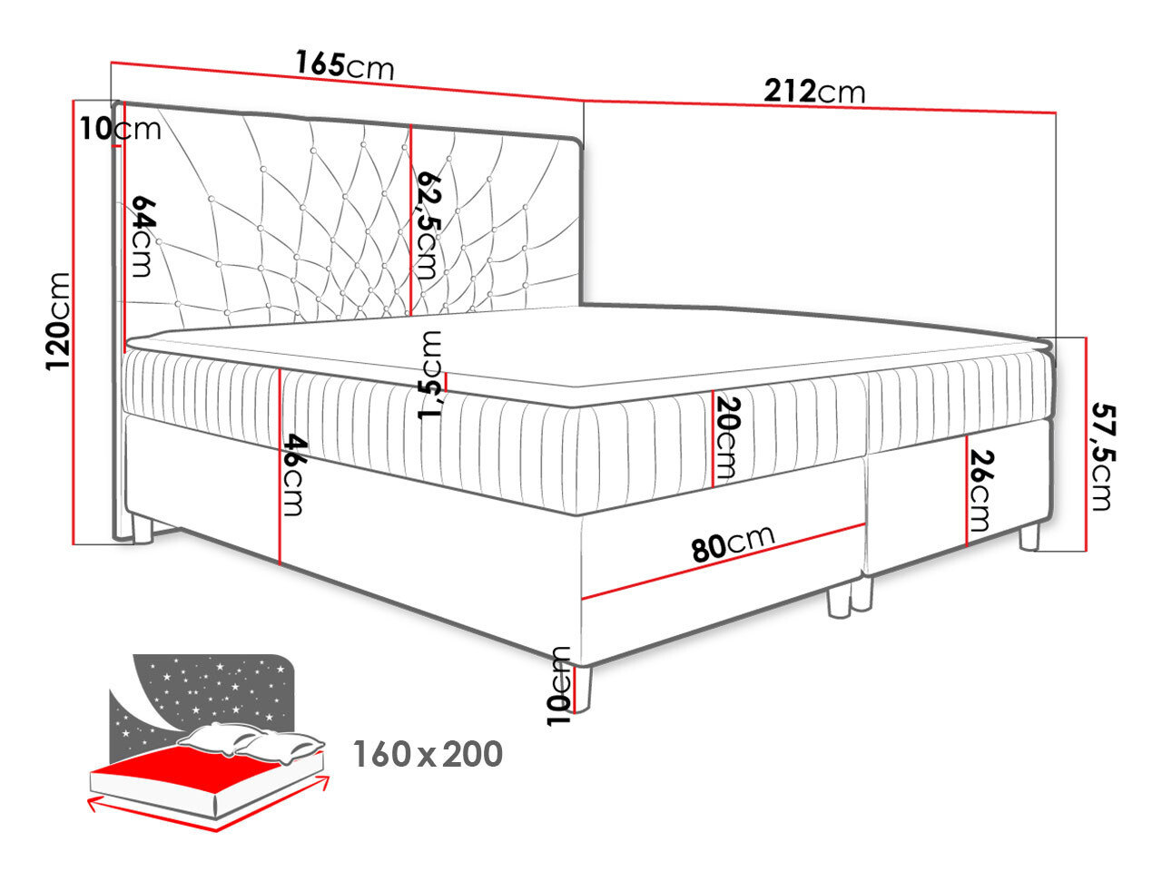 Boxspring krevet Baltimore 175 (Manila 02)