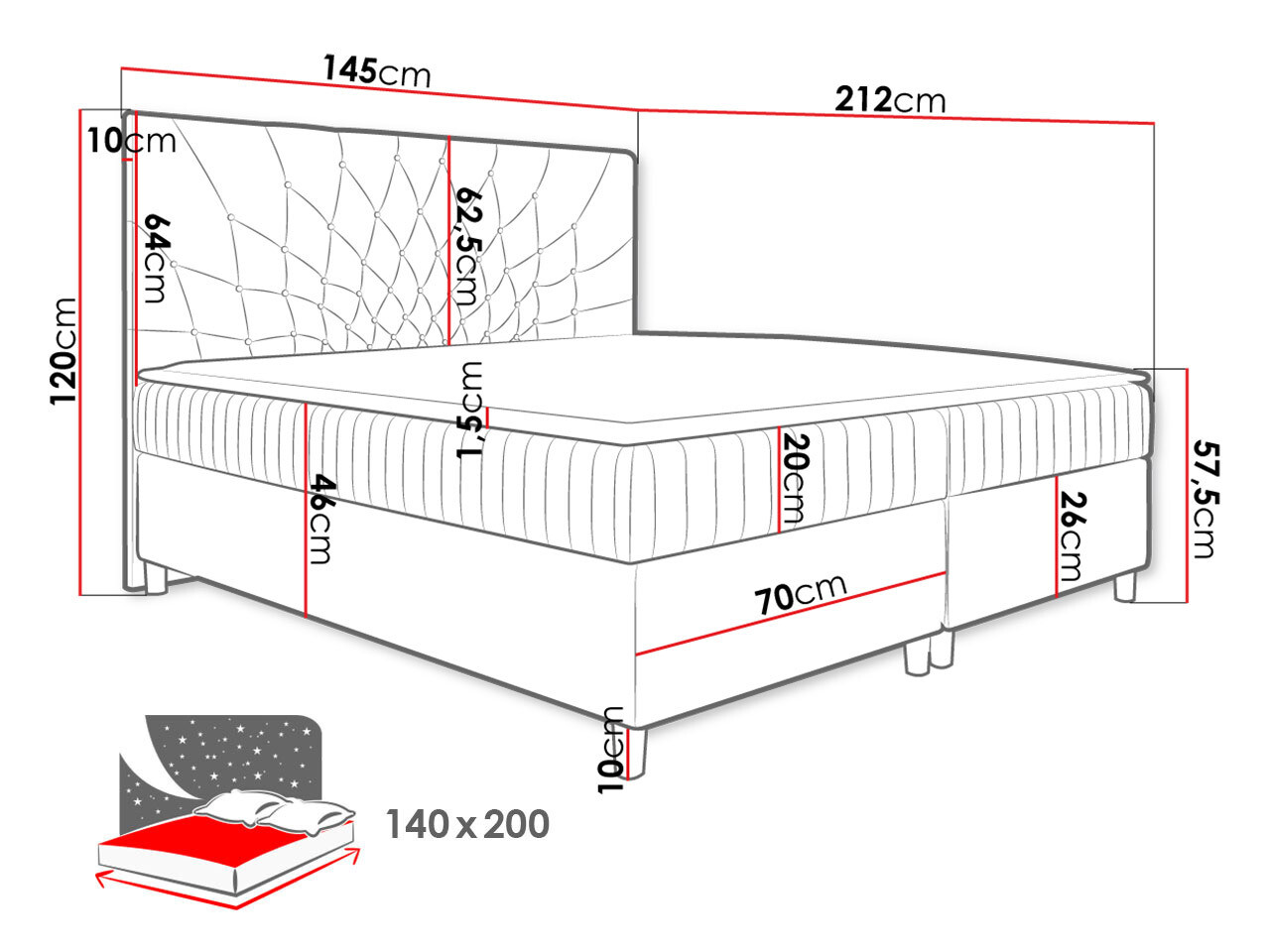 Boxspring krevet Civitas (Manila 02)