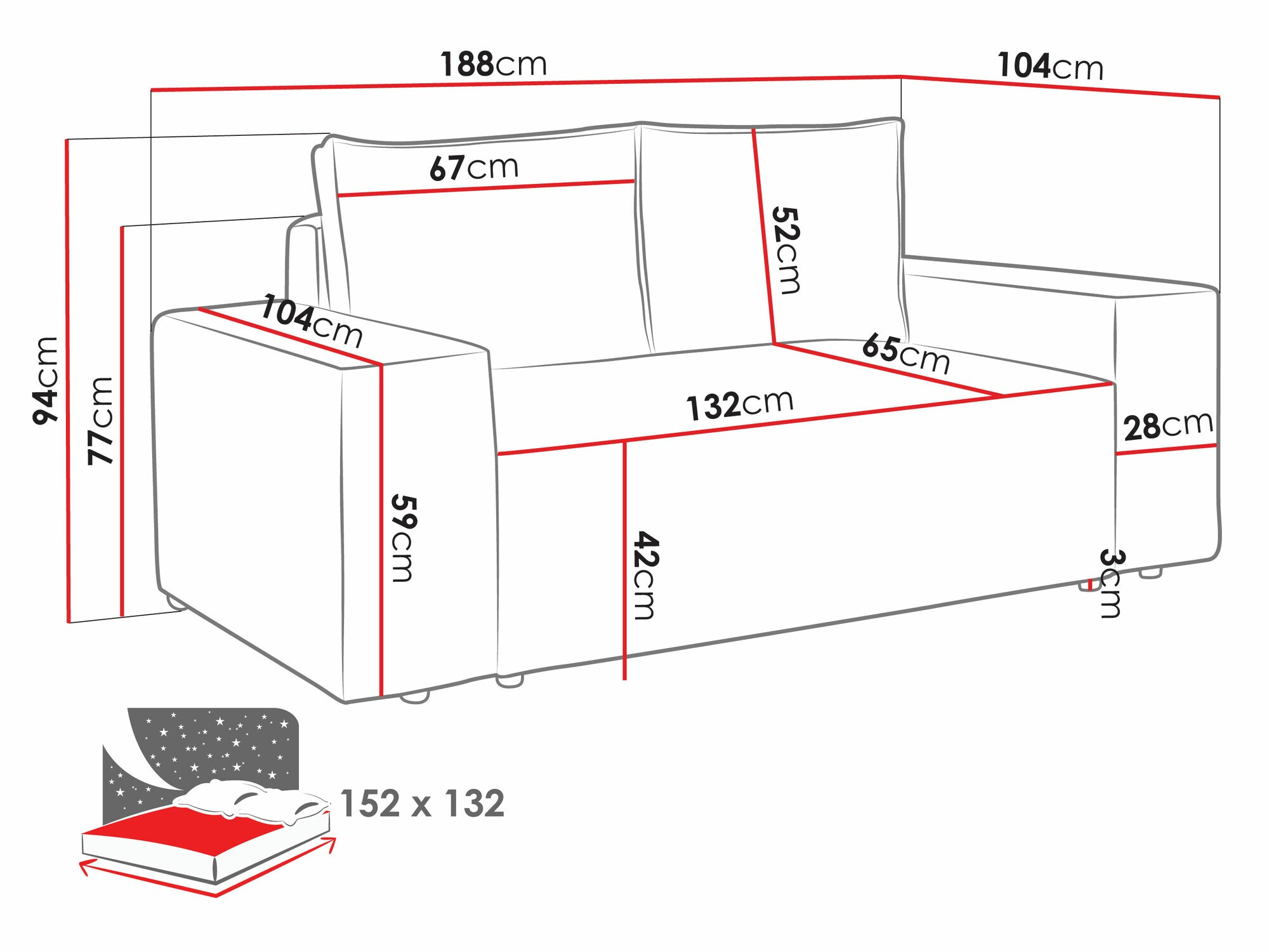 Kauč na razvlačenje Clovis 107 (Poso 02)
