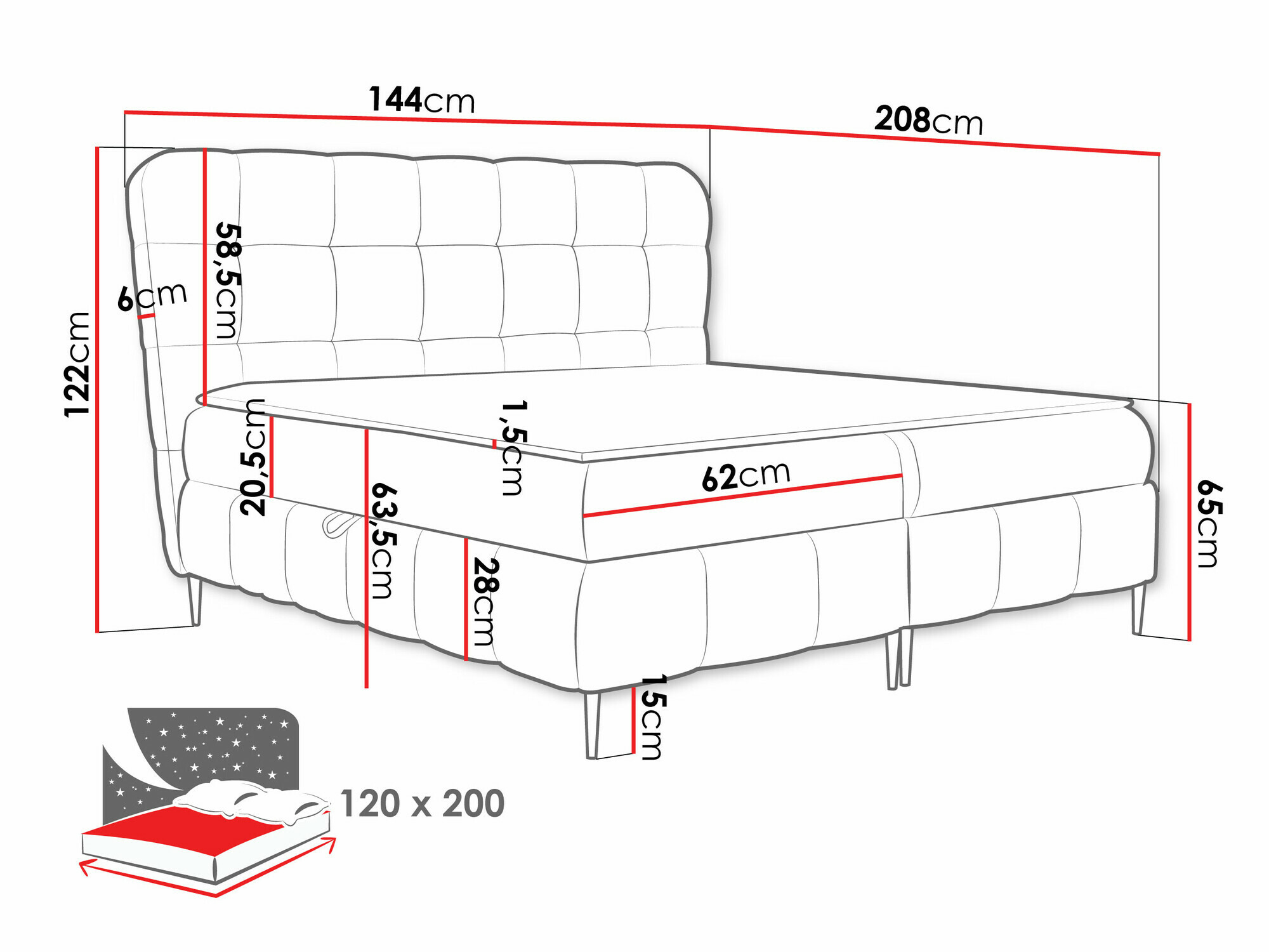 Boxspring krevet Musica (Freya 210.30)