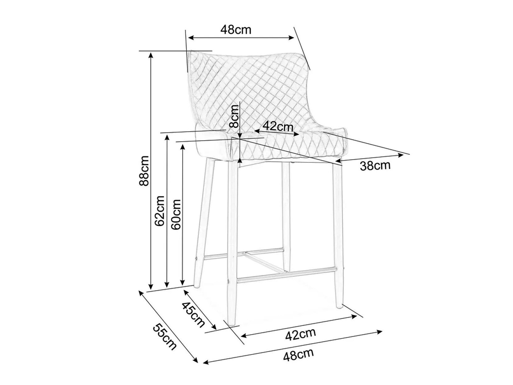 Polubarska stolica Detroit 605 (Siva)