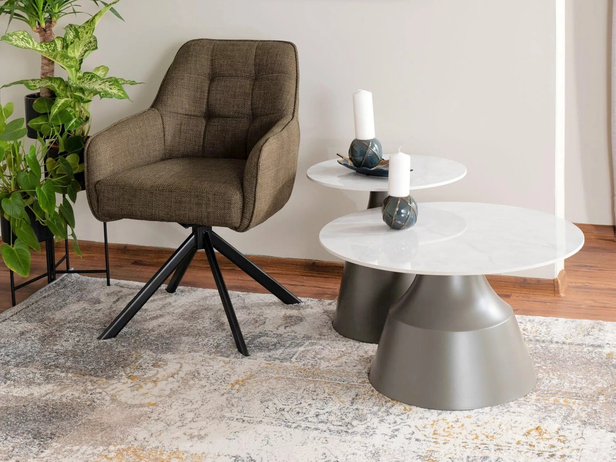 Set stolića za kavu Detroit 908 (Bijela + Siva)