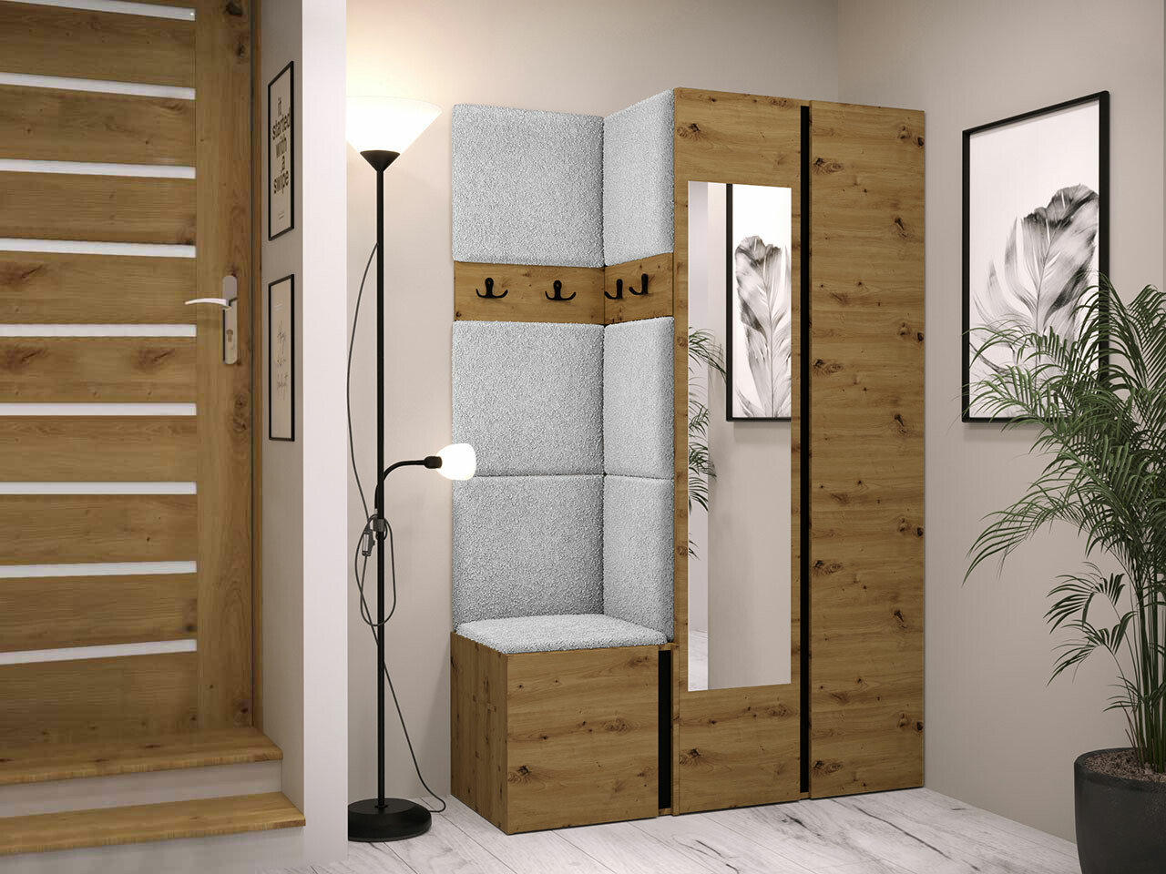 Set za hodnik Hartford 350 (Artisan hrast + Crna)