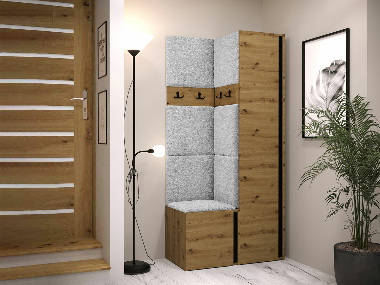 Set za hodnik Hartford 348 (Artisan hrast + Crna)