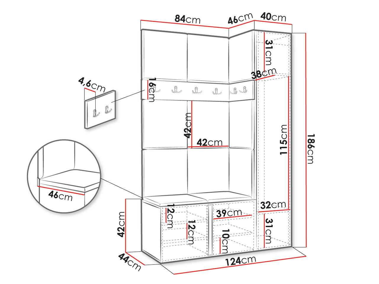 Set za hodnik Hartford 471 (Bijela)
