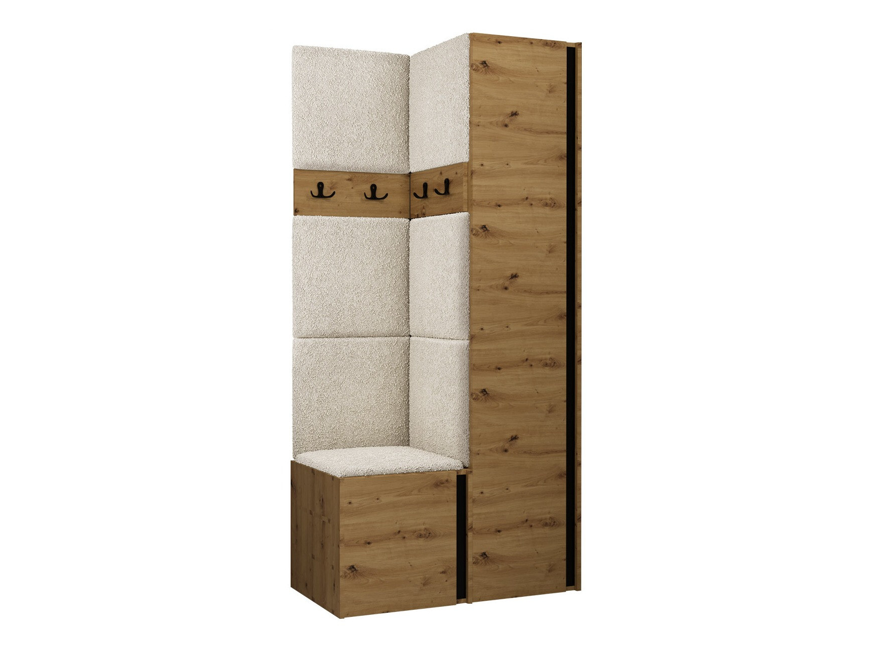 Set za hodnik Pinis XXIV (Hrast Artisan + Crna)