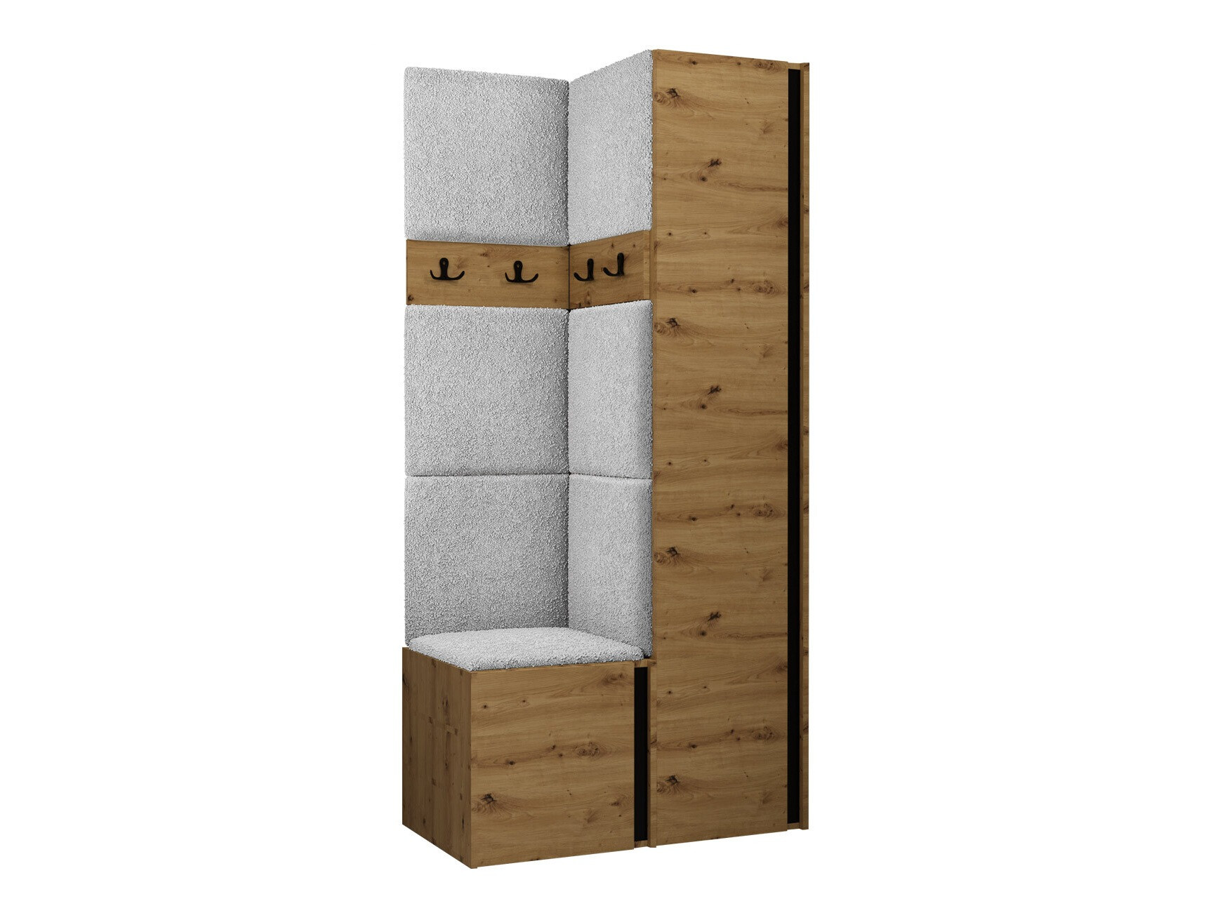 Set za hodnik Pinis XXIV (Hrast Artisan + Crna)