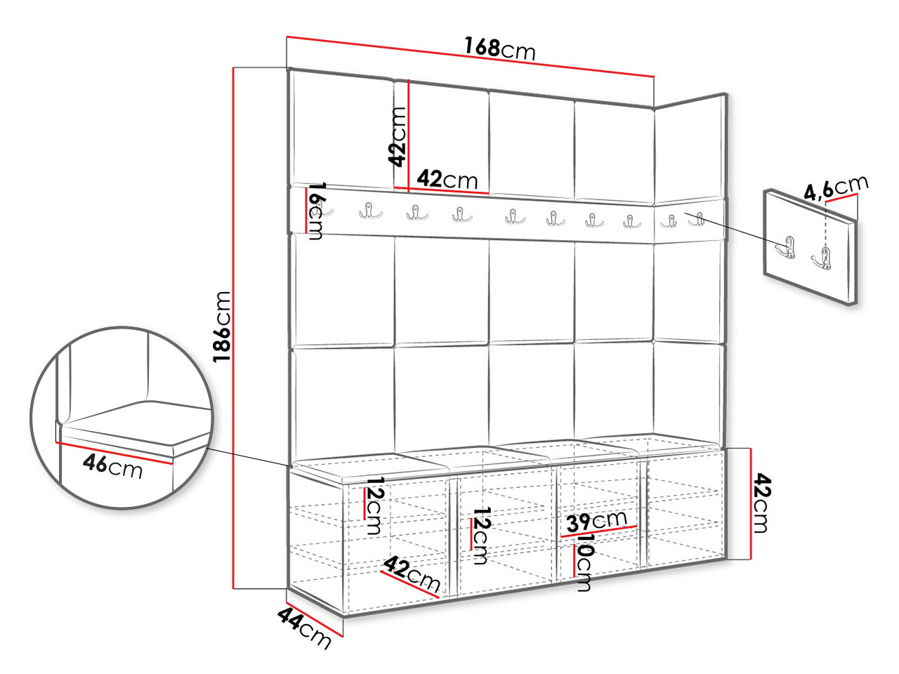 Set za hodnik Hartford 265 (Bijela)