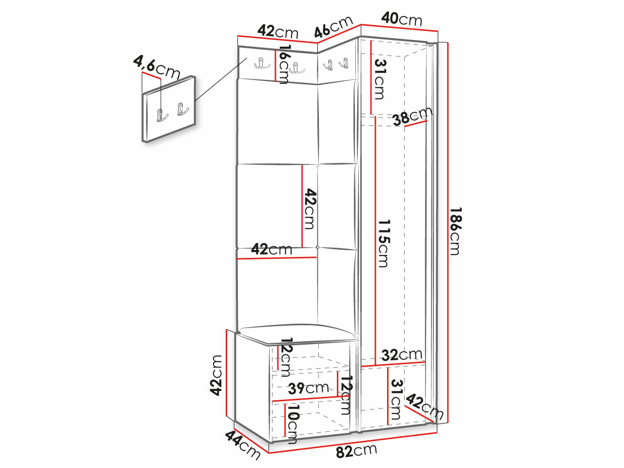 Set za hodnik Hartford 381 (Crna)