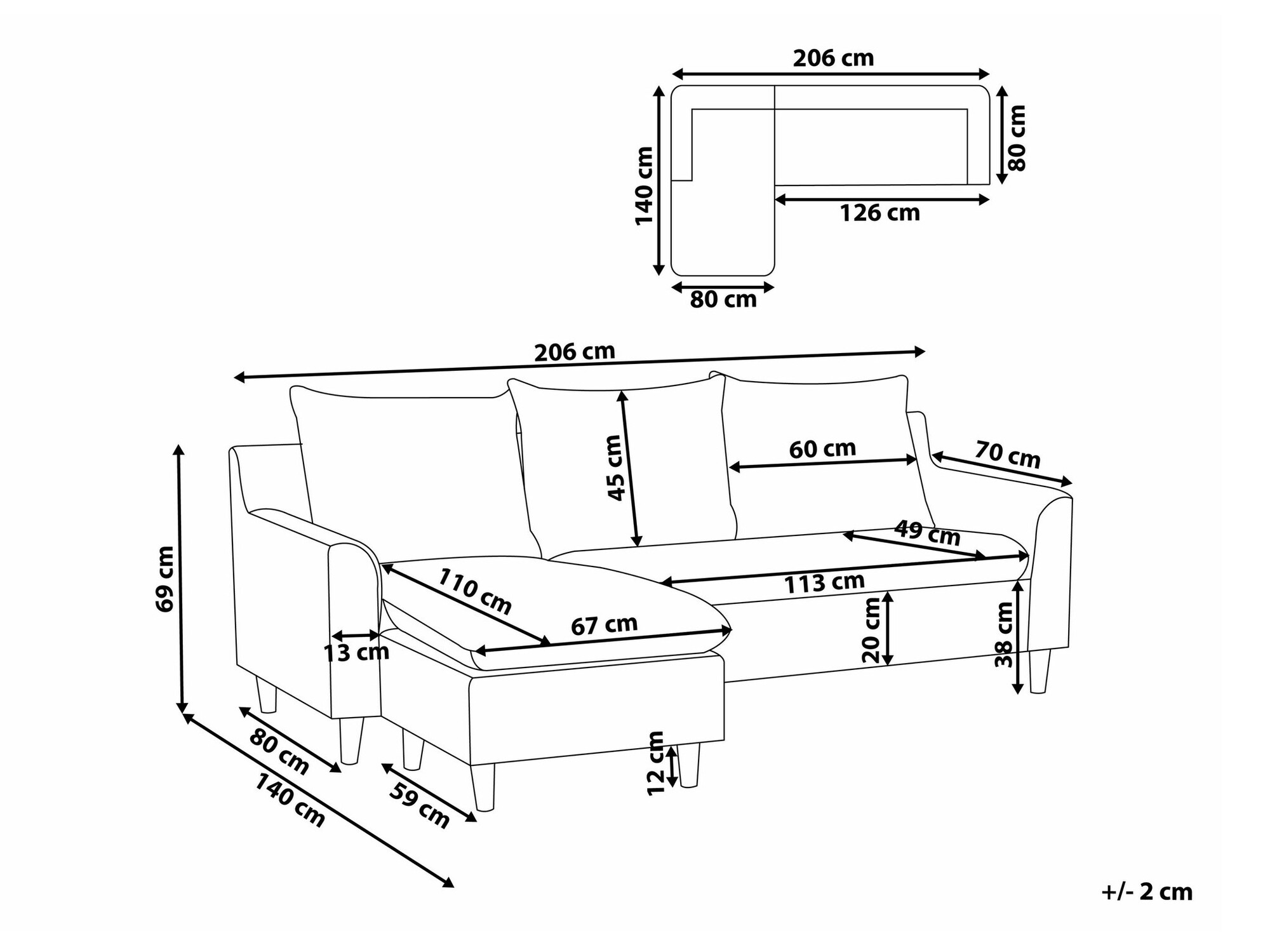 Kutna garnitura Berwyn 1395 (Svijetlo siva)