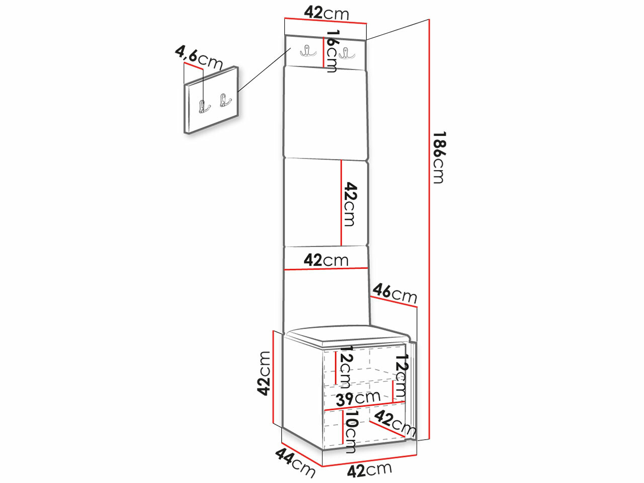 Set za hodnik Hartford 386 (Bijela)