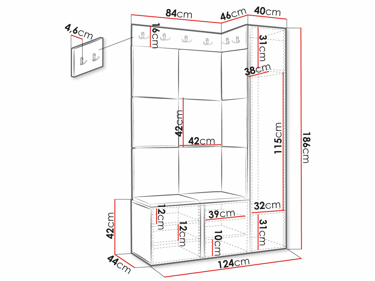 Set za hodnik Hartford 385 (Bijela)