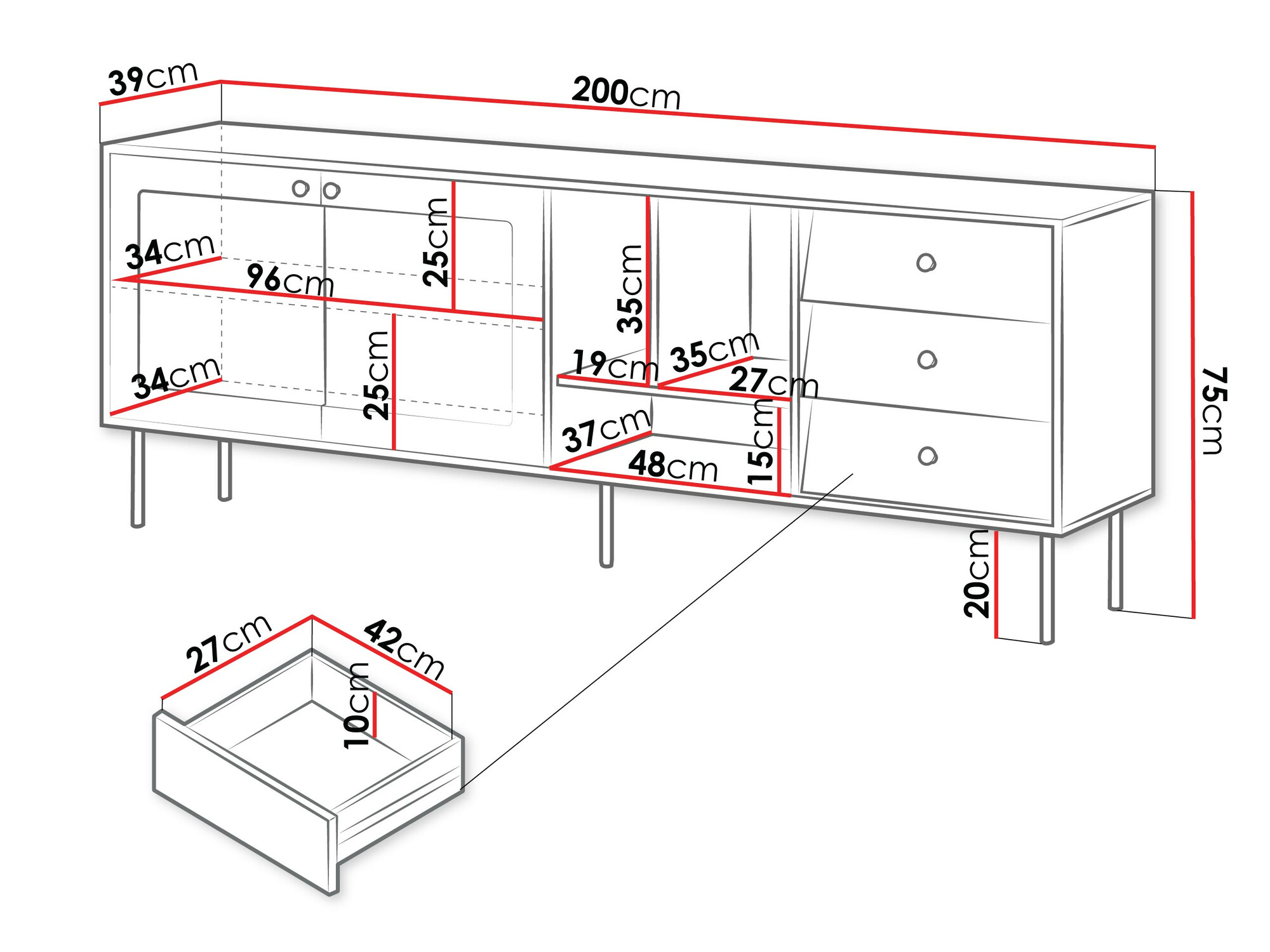 Komoda Feletri 104 (Crna)