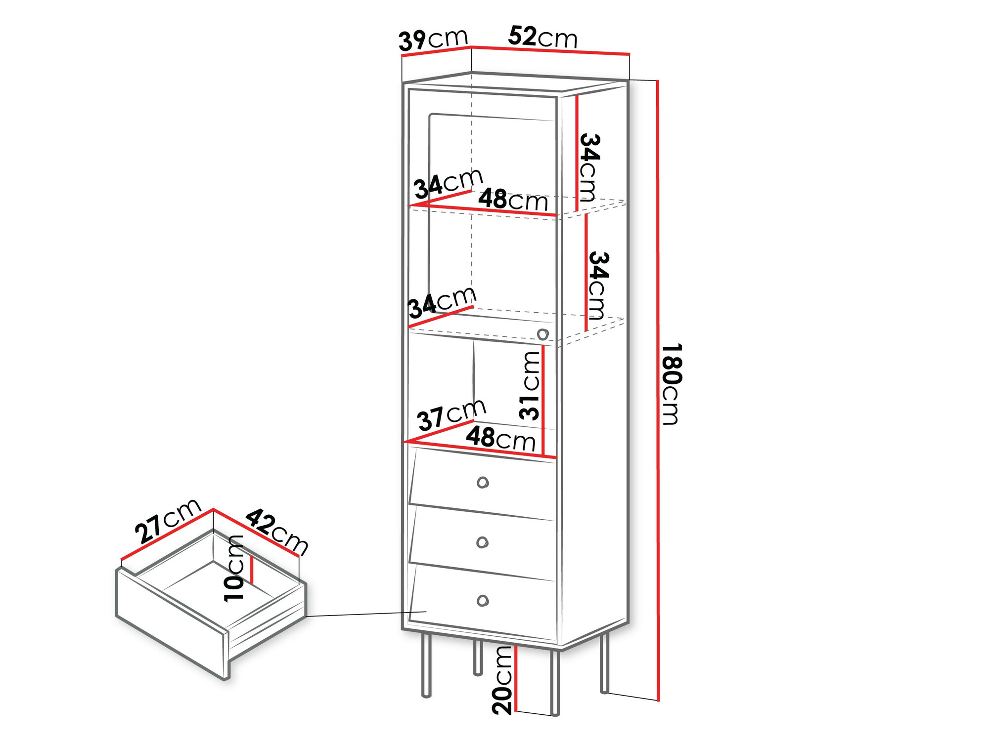 Polica Feletri 105 (Crna)