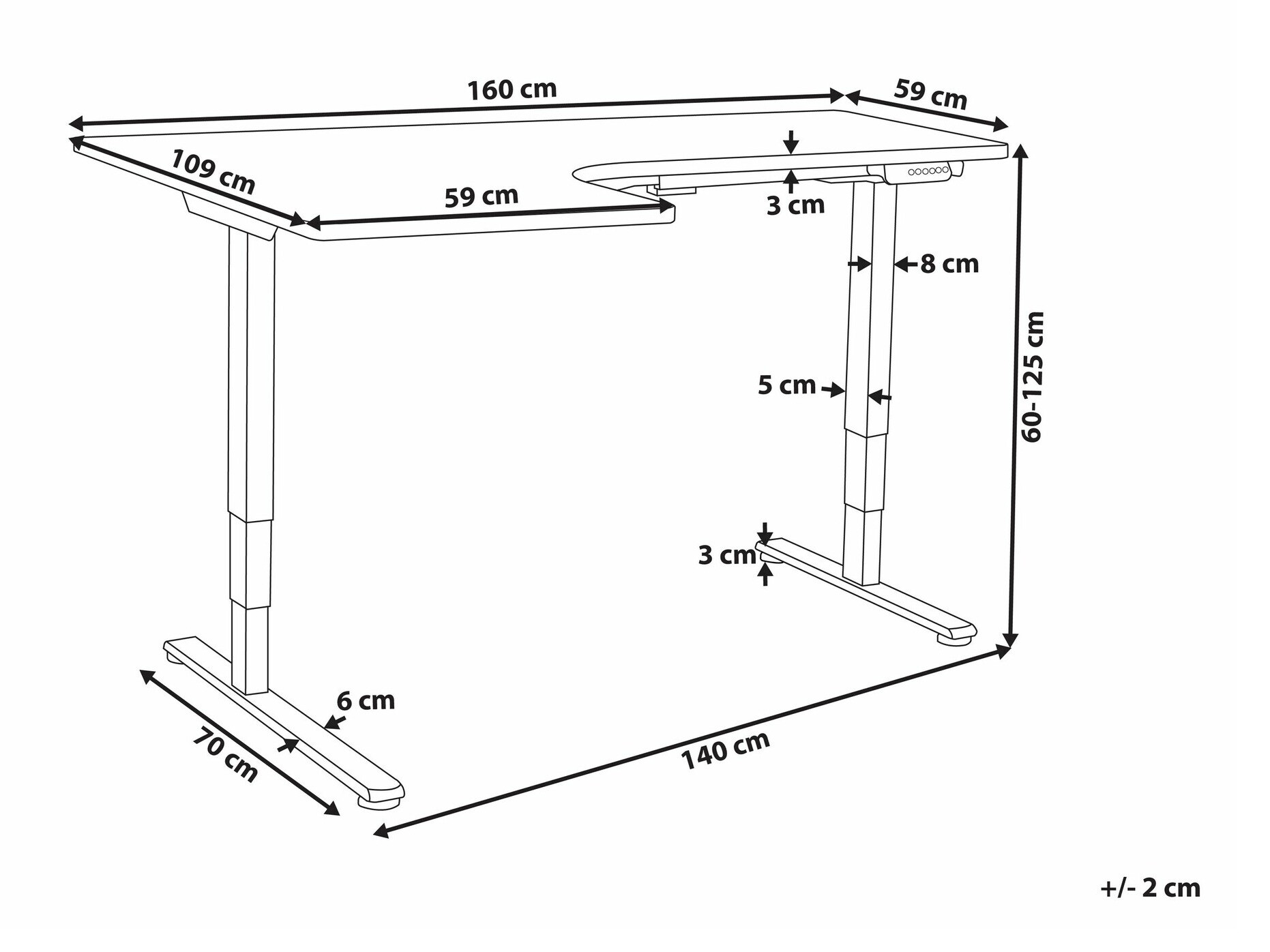 Radni stol podesiv po visini Berwyn 2224 (Bijela)