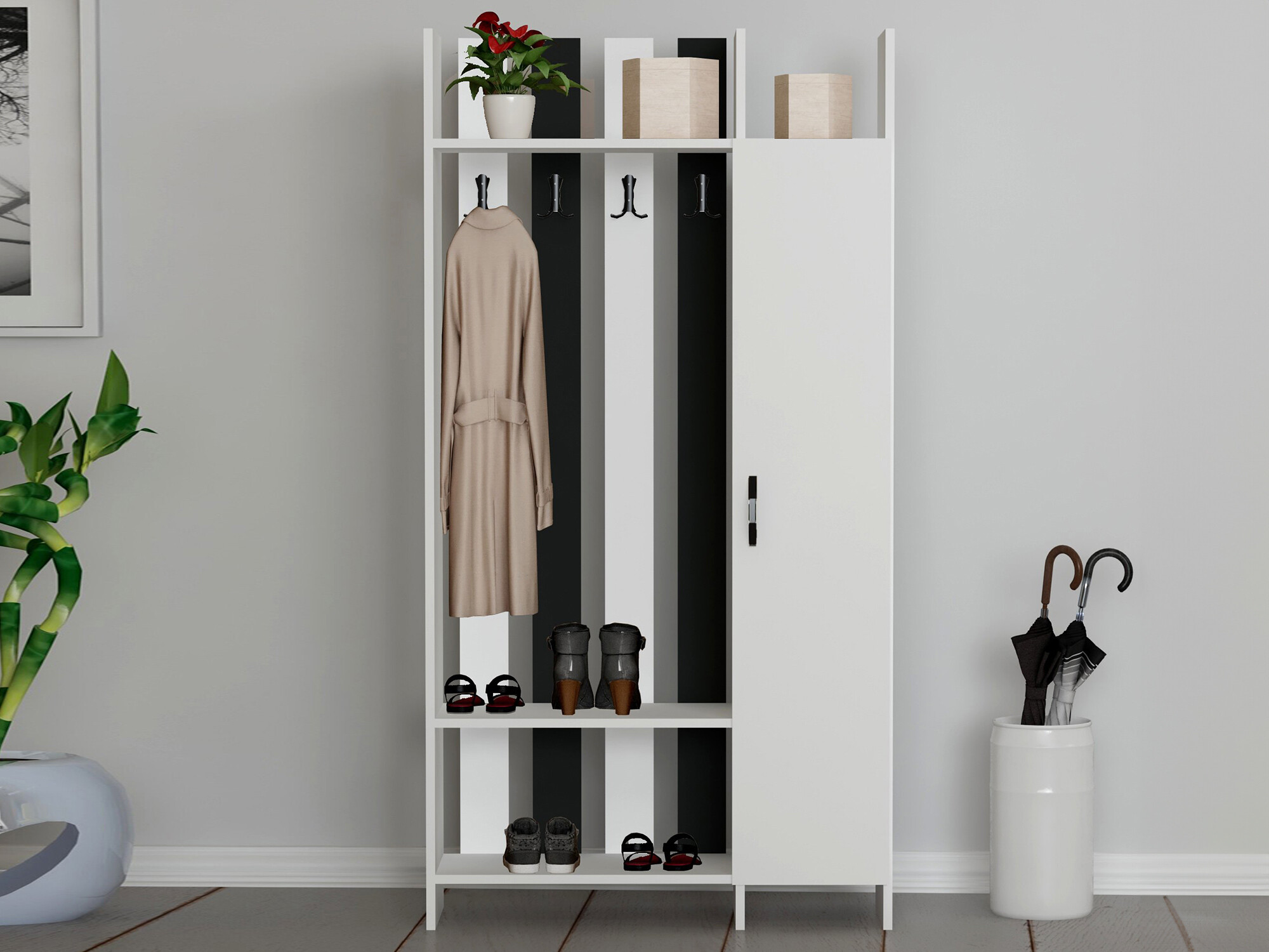 Set za hodnik Kailua 2272 (Bijela + Antracit)