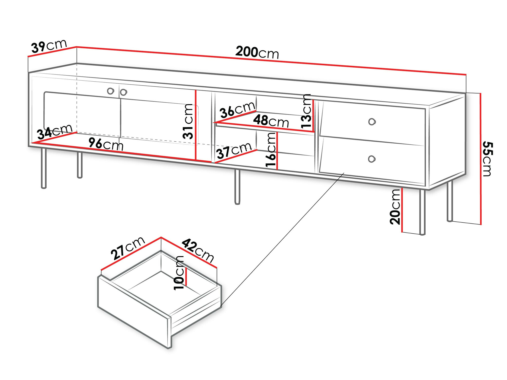 TV stol Feletri 103 (Crna)