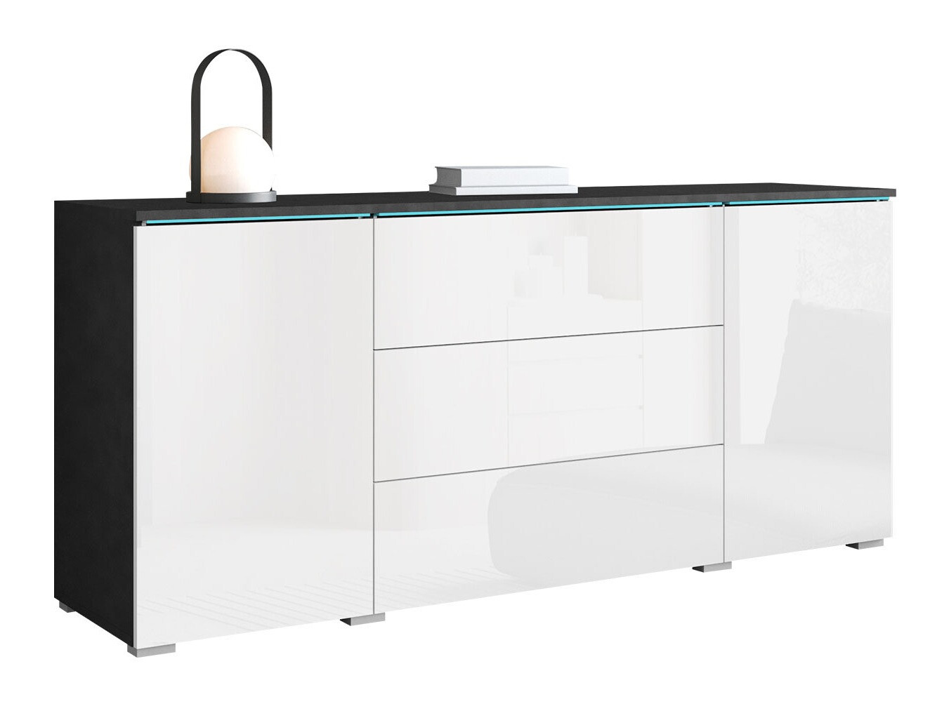 Komoda Sarasota 142 (Matera siva + Sjajno bijela)