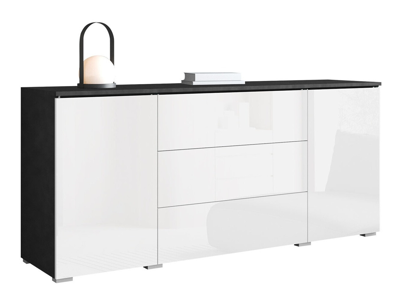 Komoda Sarasota 142 (Siva Matera + Sjajno bijela)