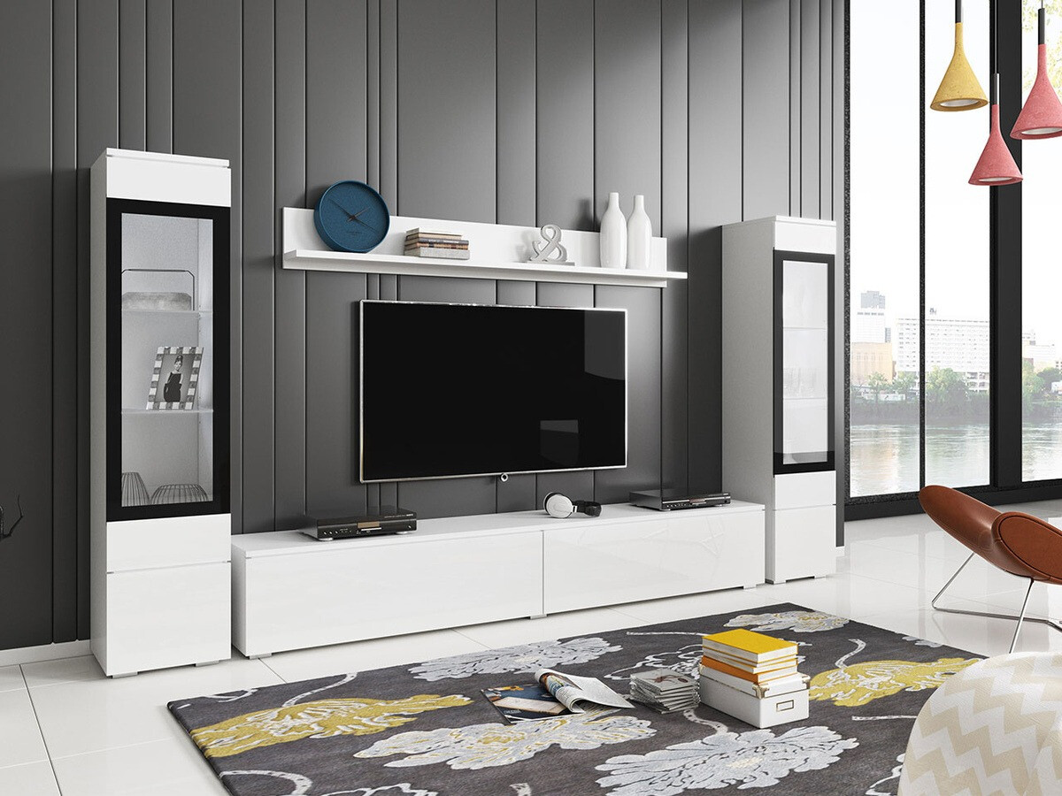 Set za dnevni boravak Sarasota 126 (Bijela + Sjajno bijela)