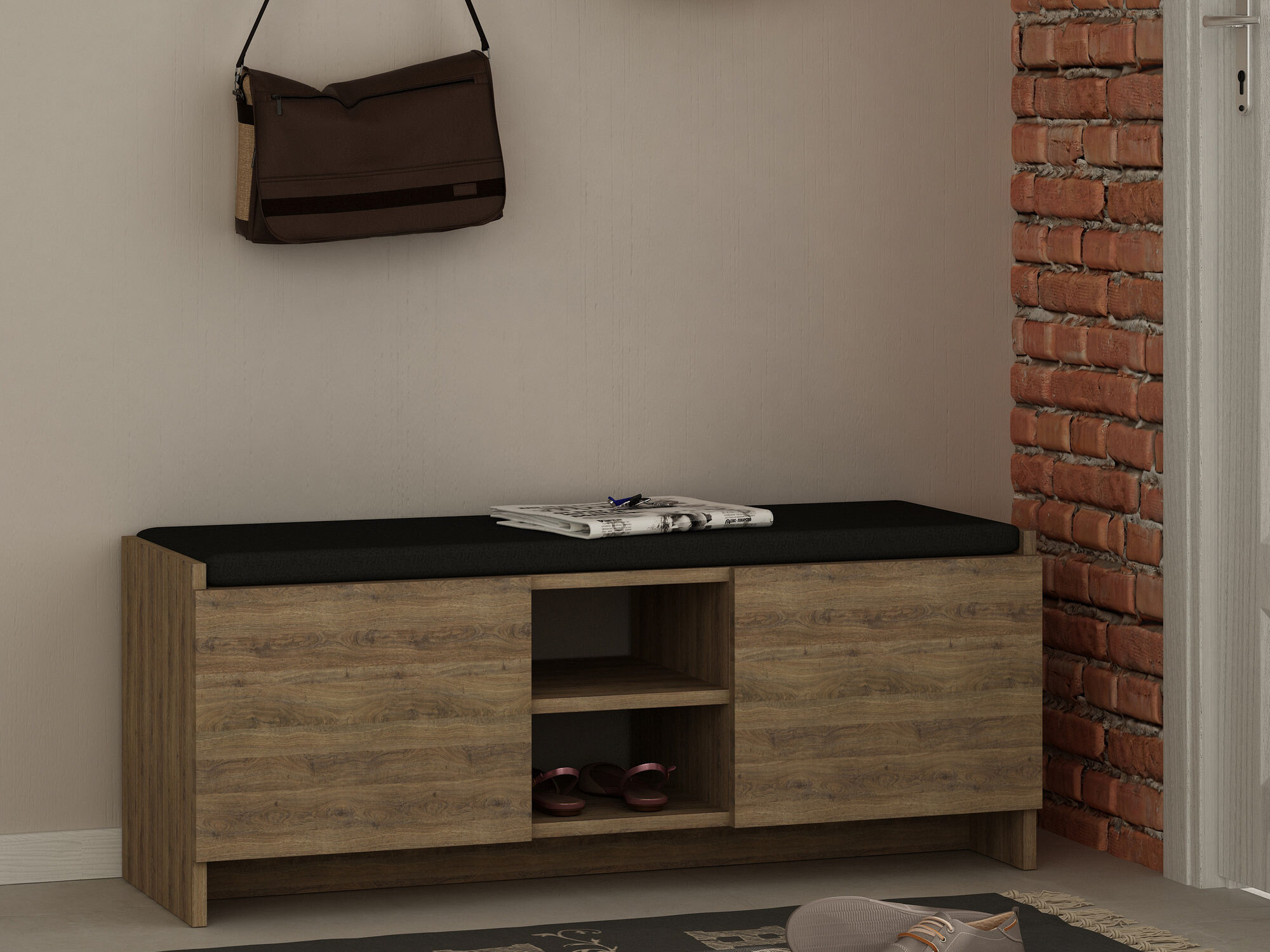 Polica za cipele Kailua 1047 (Tamni hrast)