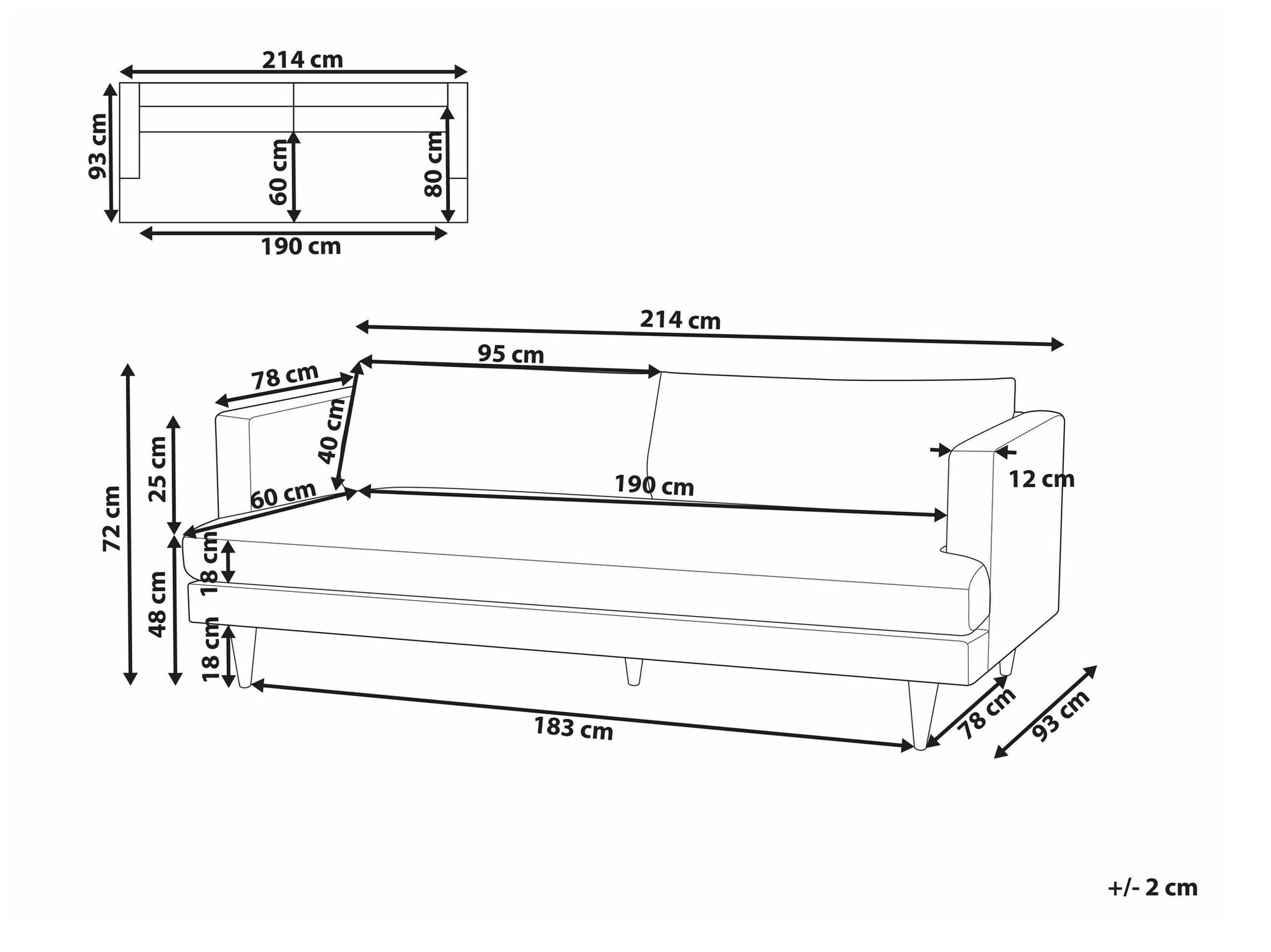 Kauč Berwyn 2232 (Svijetlo smeđa)
