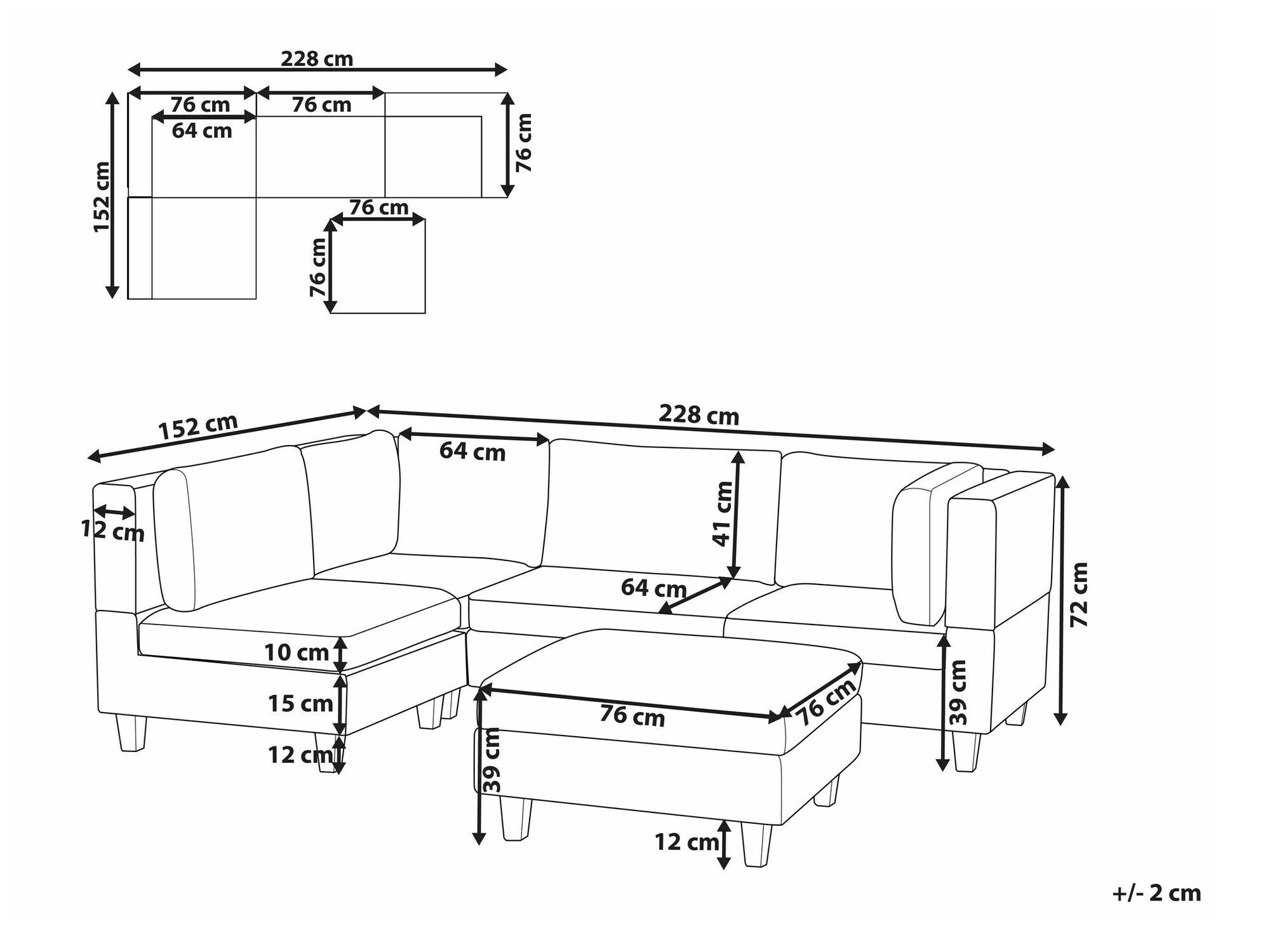 Modularna kutna garnitura Elbmeli 108 (Bež)