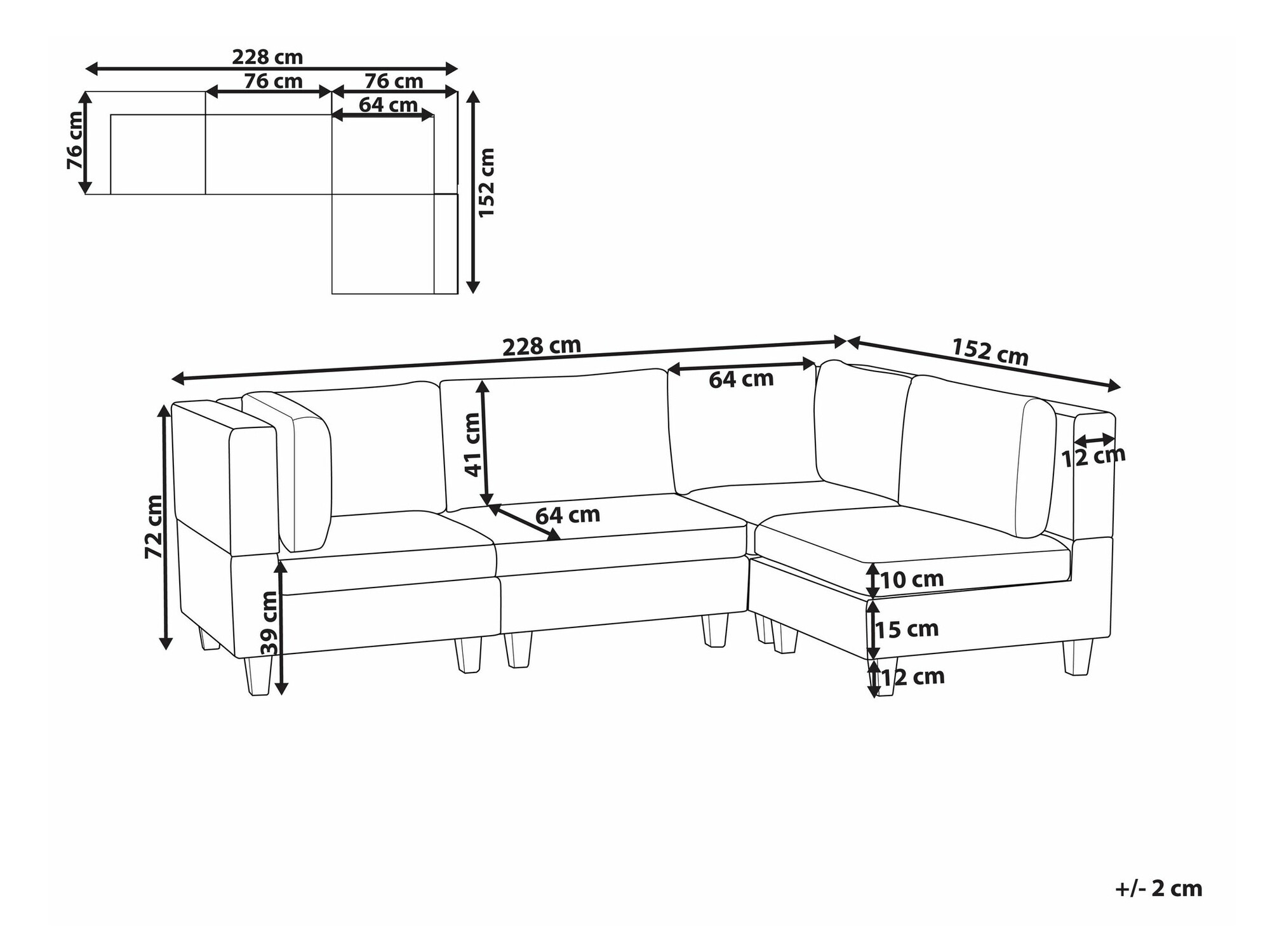 Modularna kutna garnitura Elbmeli 108 (Bež)