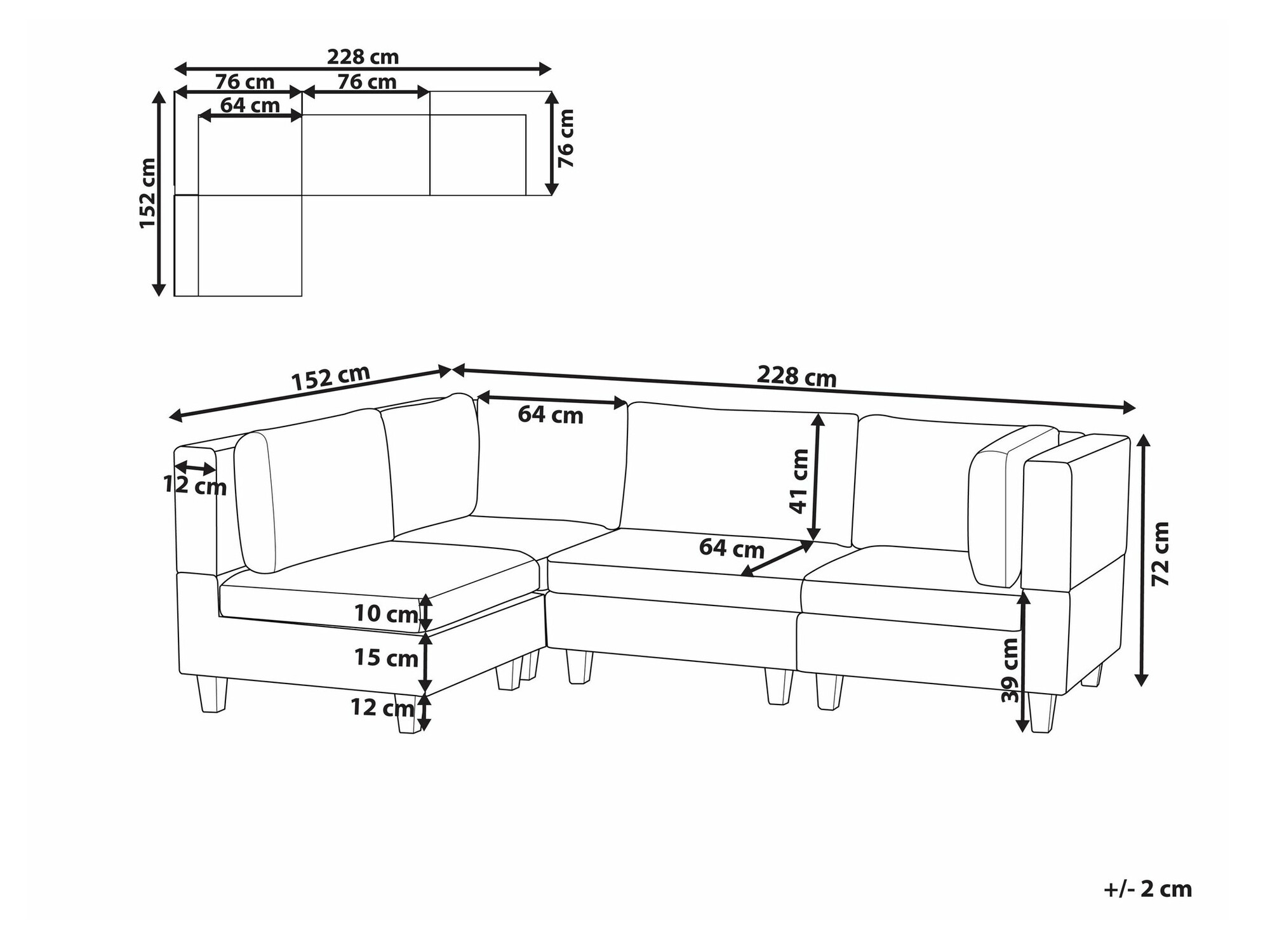 Modularna kutna garnitura Elbmeli 108 (Smeđa)