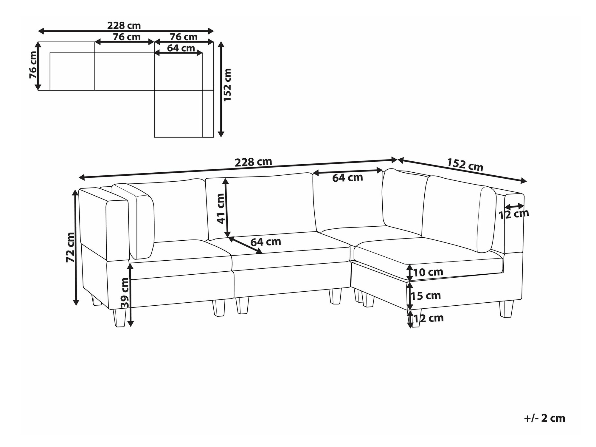 Modularna kutna garnitura Elbmeli 108 (Smeđa)