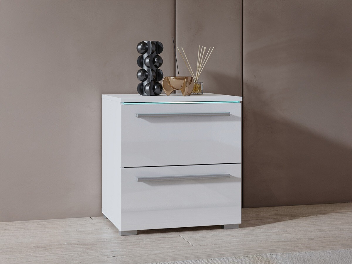 Noćni ormarić Torvire 122 (Bijela + Sjajno bijela)