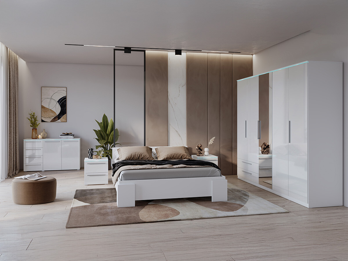 Noćni ormarić Torvire 122 (Bijela + Sjajno bijela)