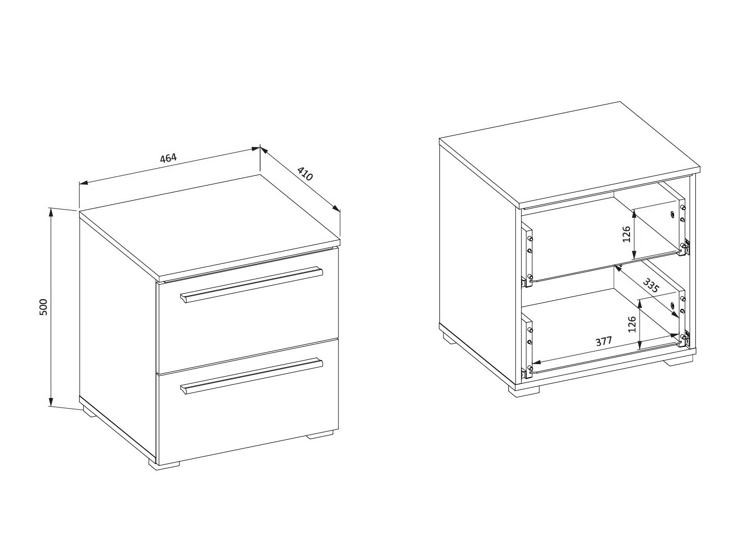 Noćni ormarić Torvire 122 (Bijela + Sjajno bijela)