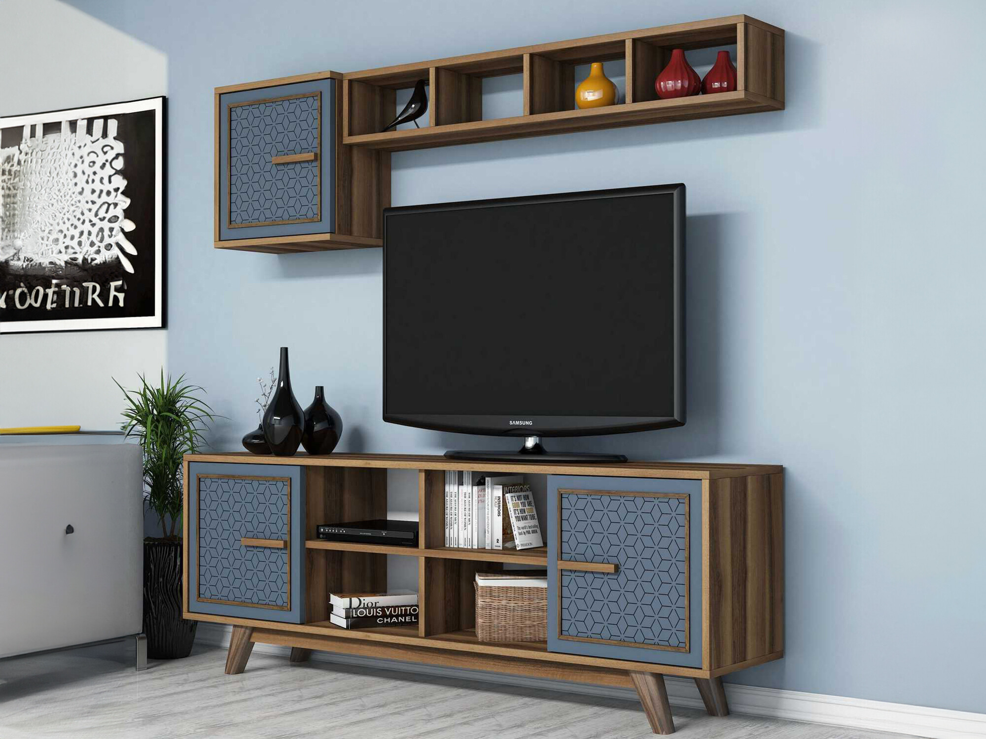 Set za dnevni boravak Kailua 1590 (Orah + Plava)