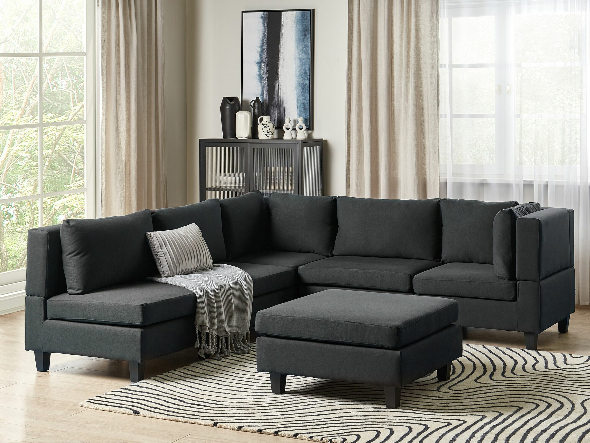 Modularna kutna garnitura Elbmeli 109 (Crna)