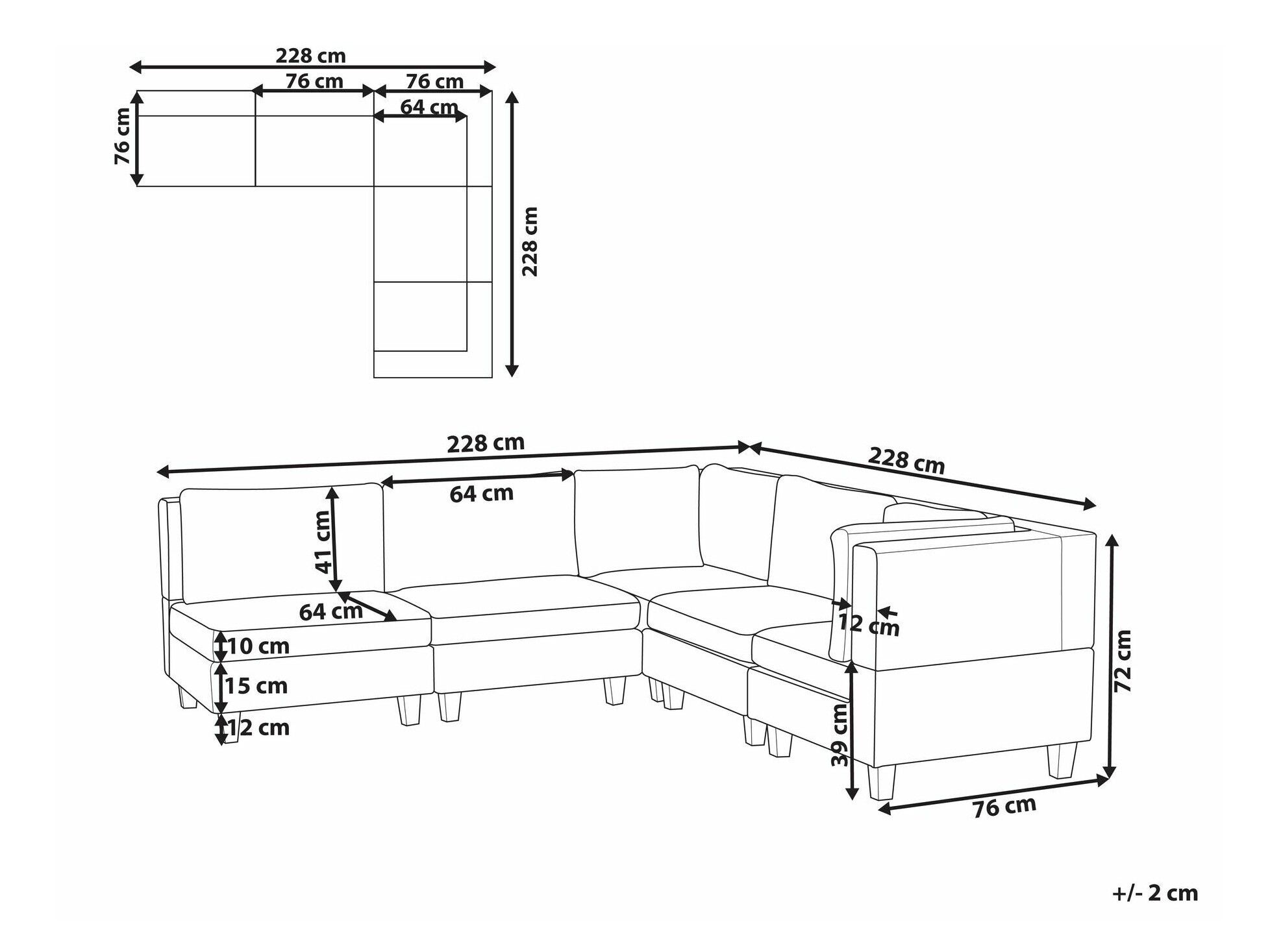 Modularna kutna garnitura Elbmeli 109 (Smeđa)