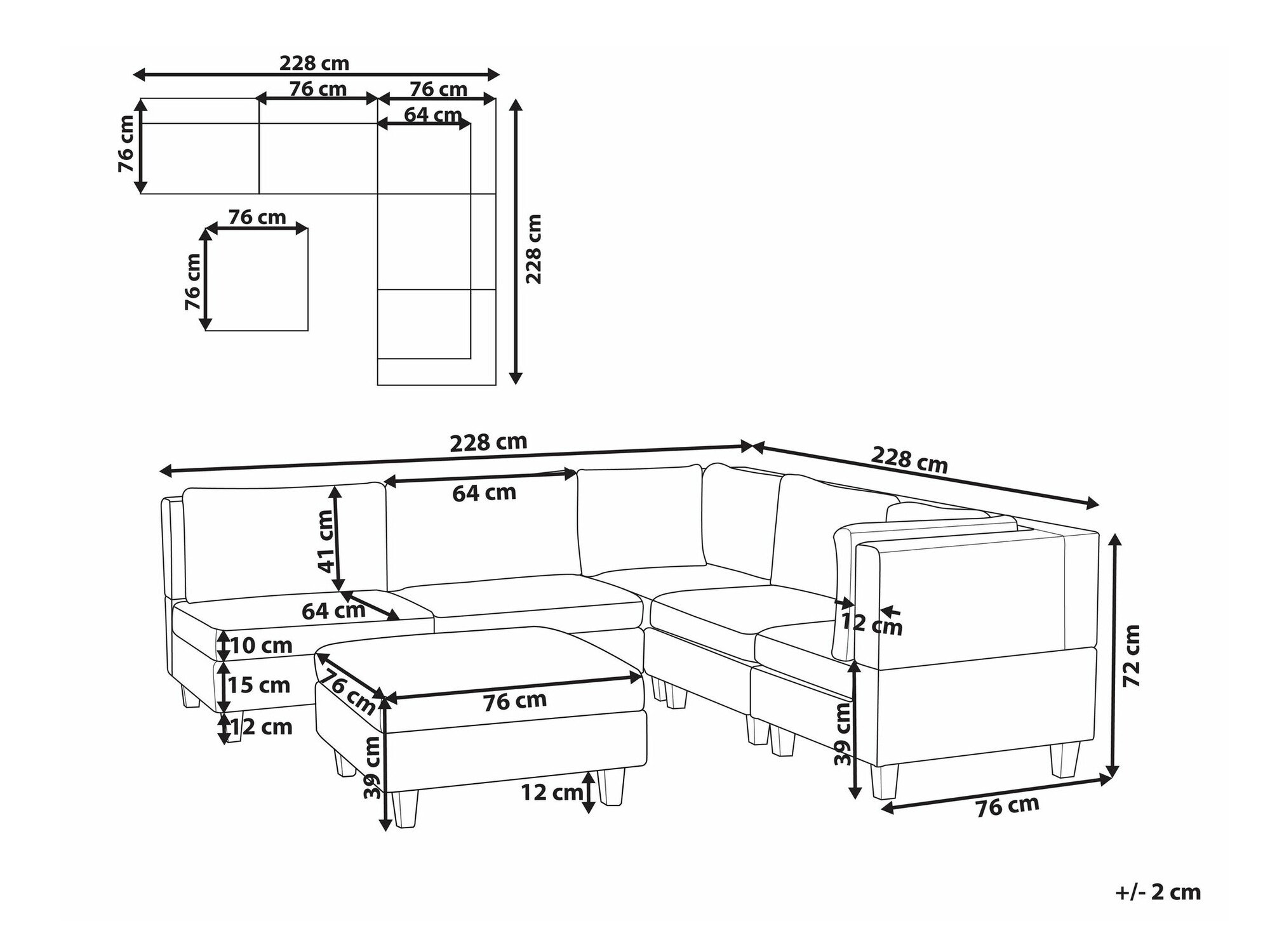 Modularna kutna garnitura Elbmeli 109 (Zelena)