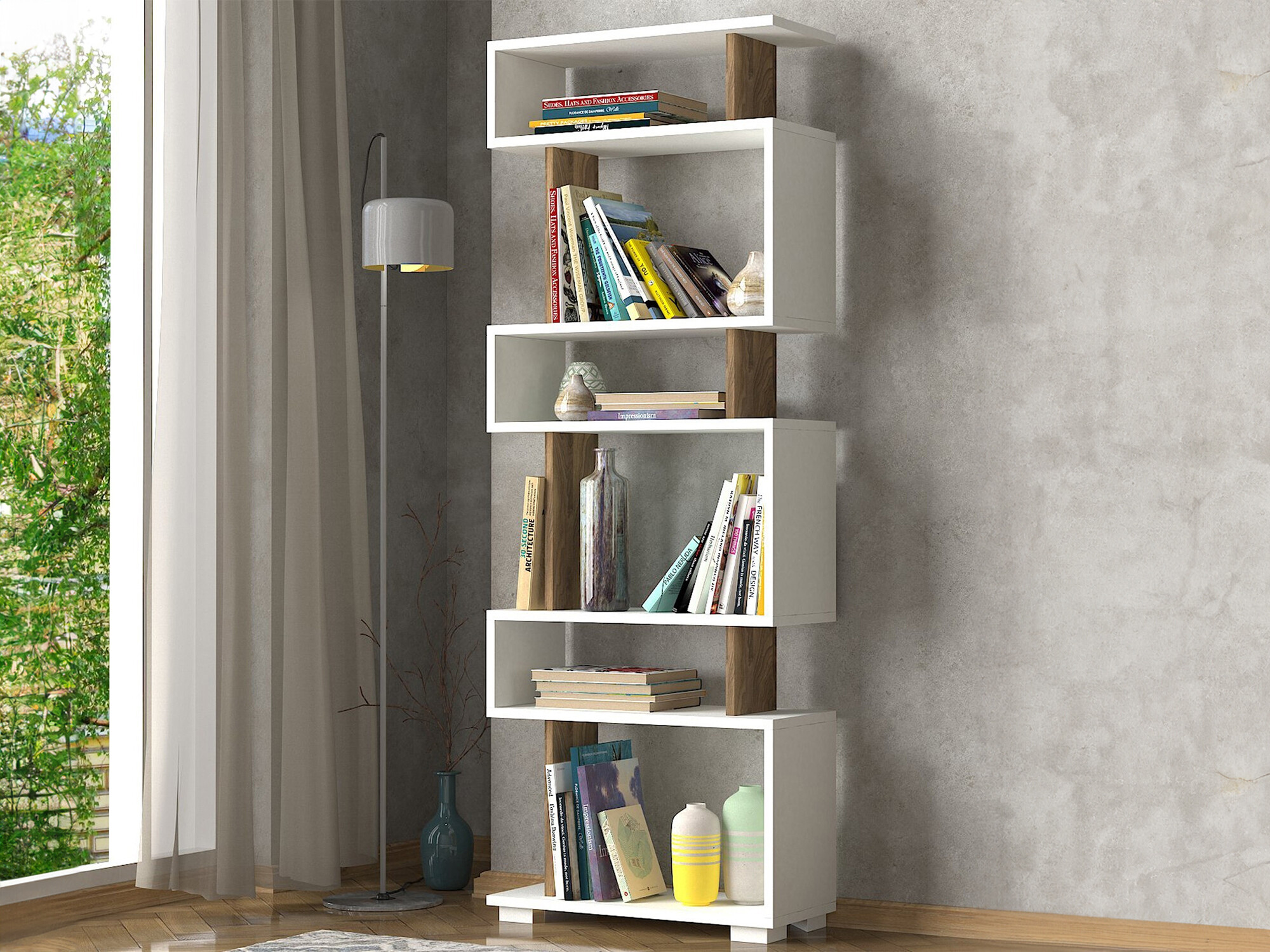 Polica Kailua 373 (Bijela + Orah)