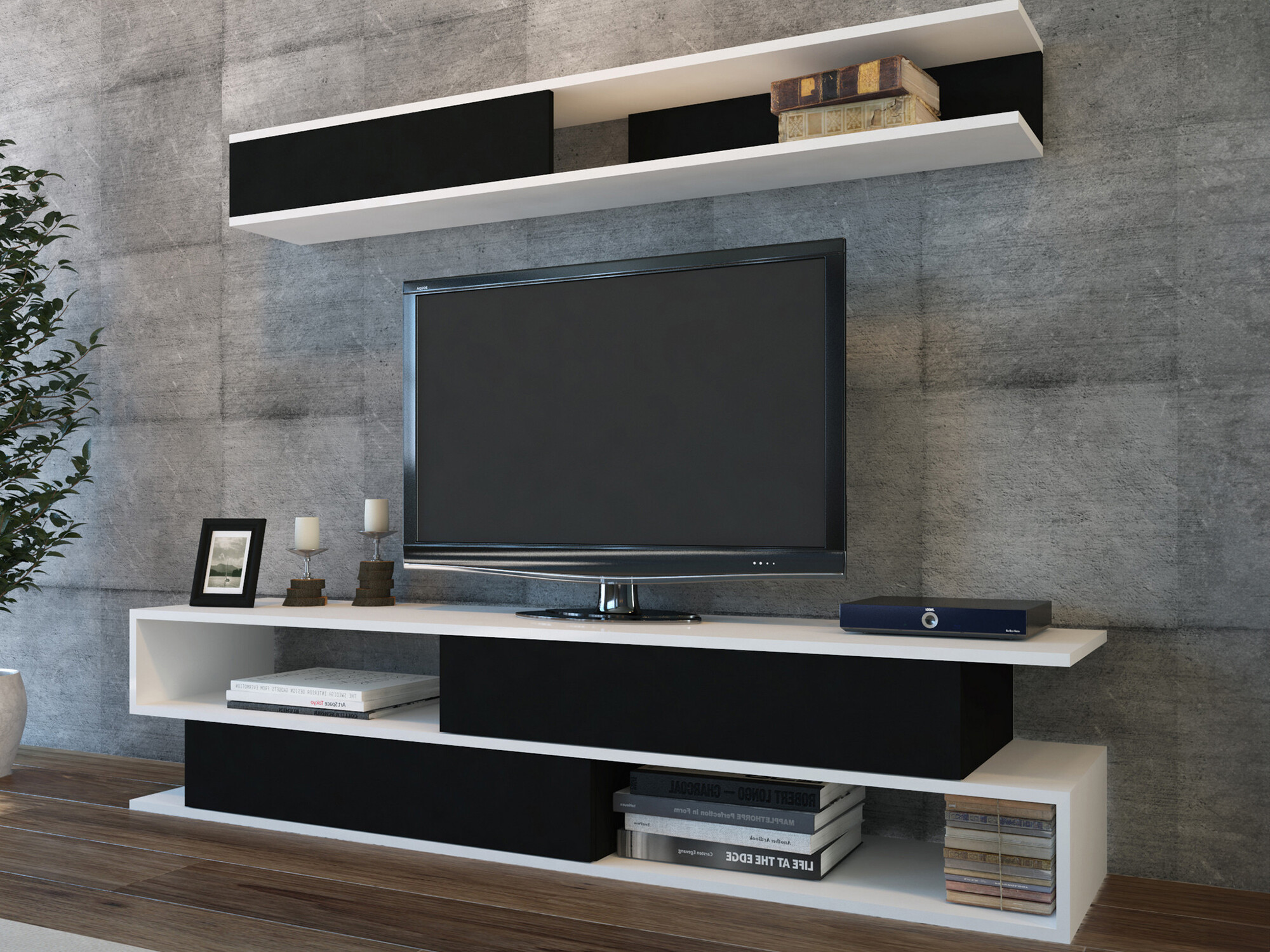 Set za dnevni boravak Kailua 904 (Crna + Bijela)