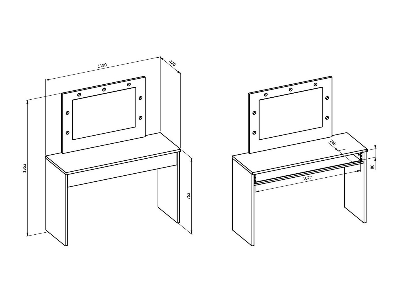 Toaletni stolić Austin 343 (Bijela)