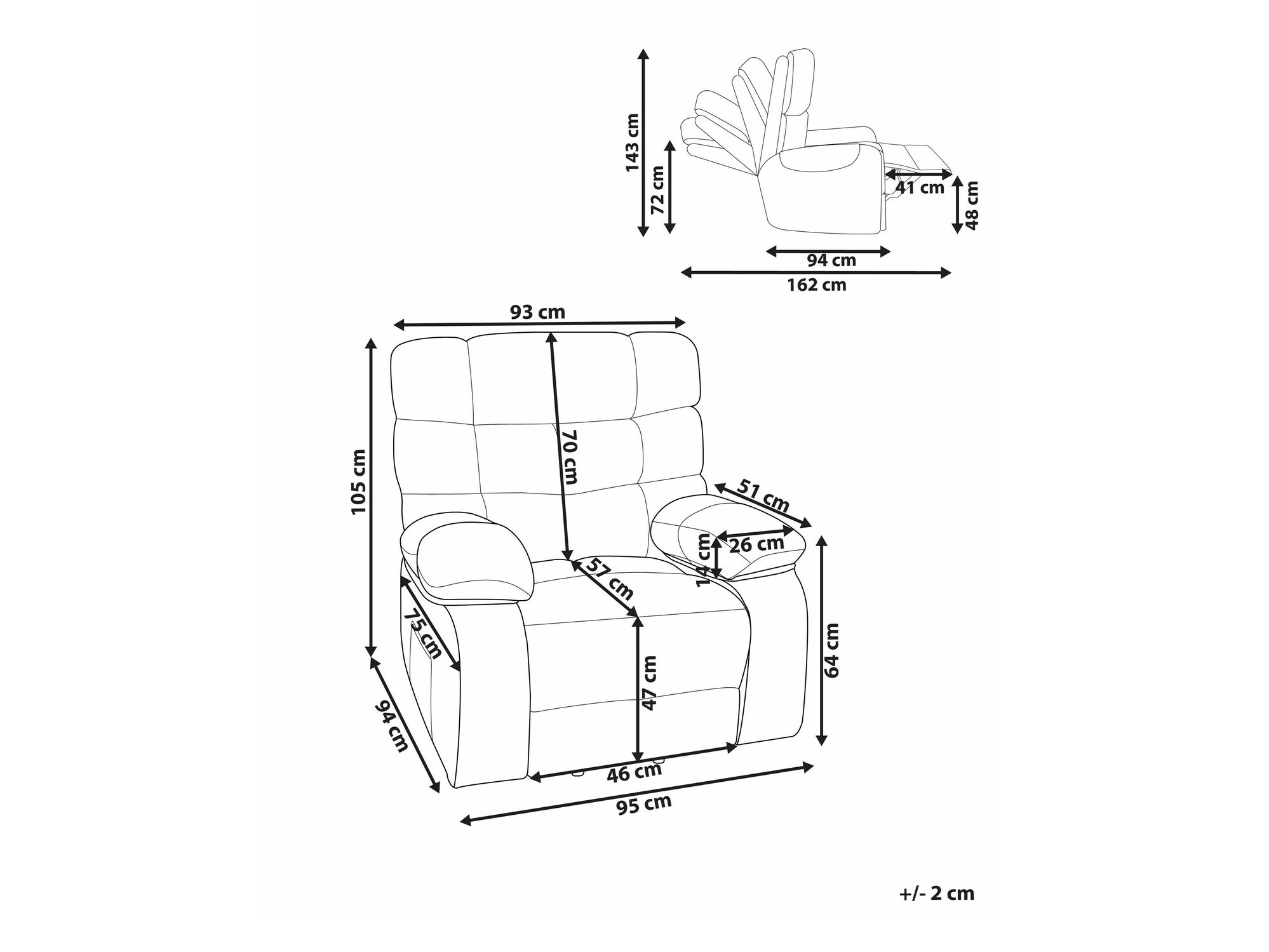 Podesiva fotelja Berwyn 2249 (Svijetlo smeđa)