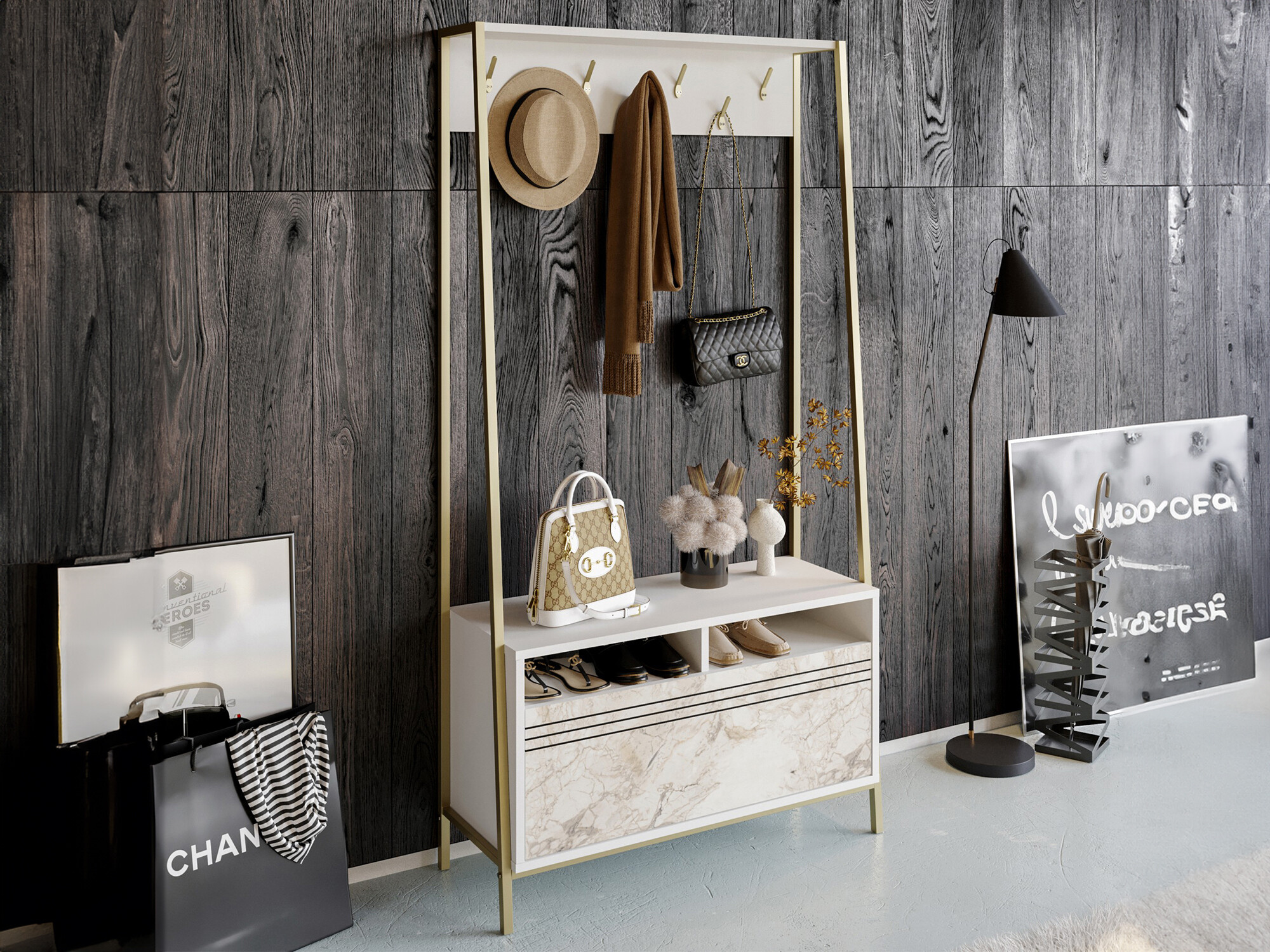 Set za hodnik Kailua 462 (Bijela + Zlatna)