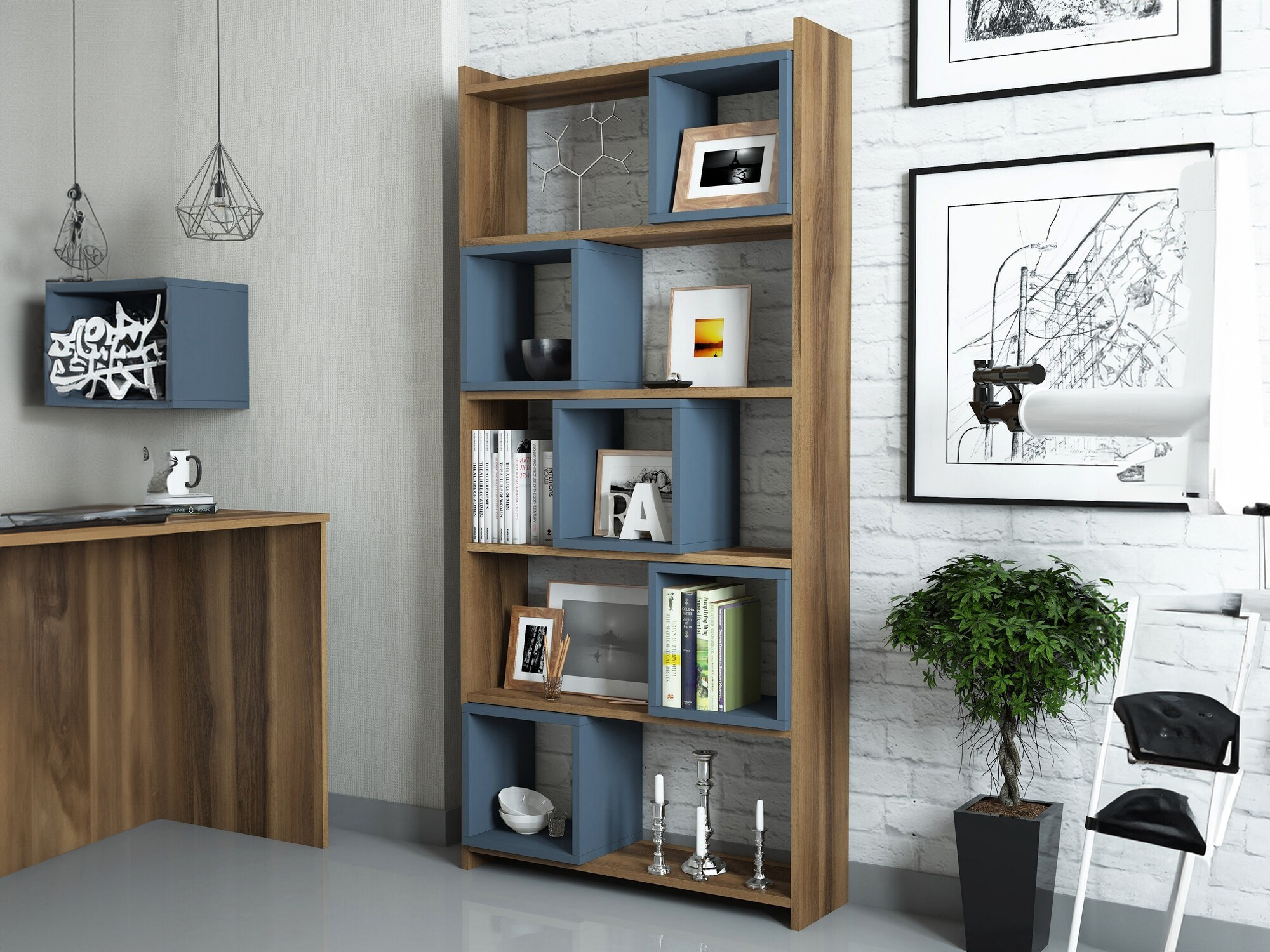 Polica Kailua 666 (Plava + Orah)