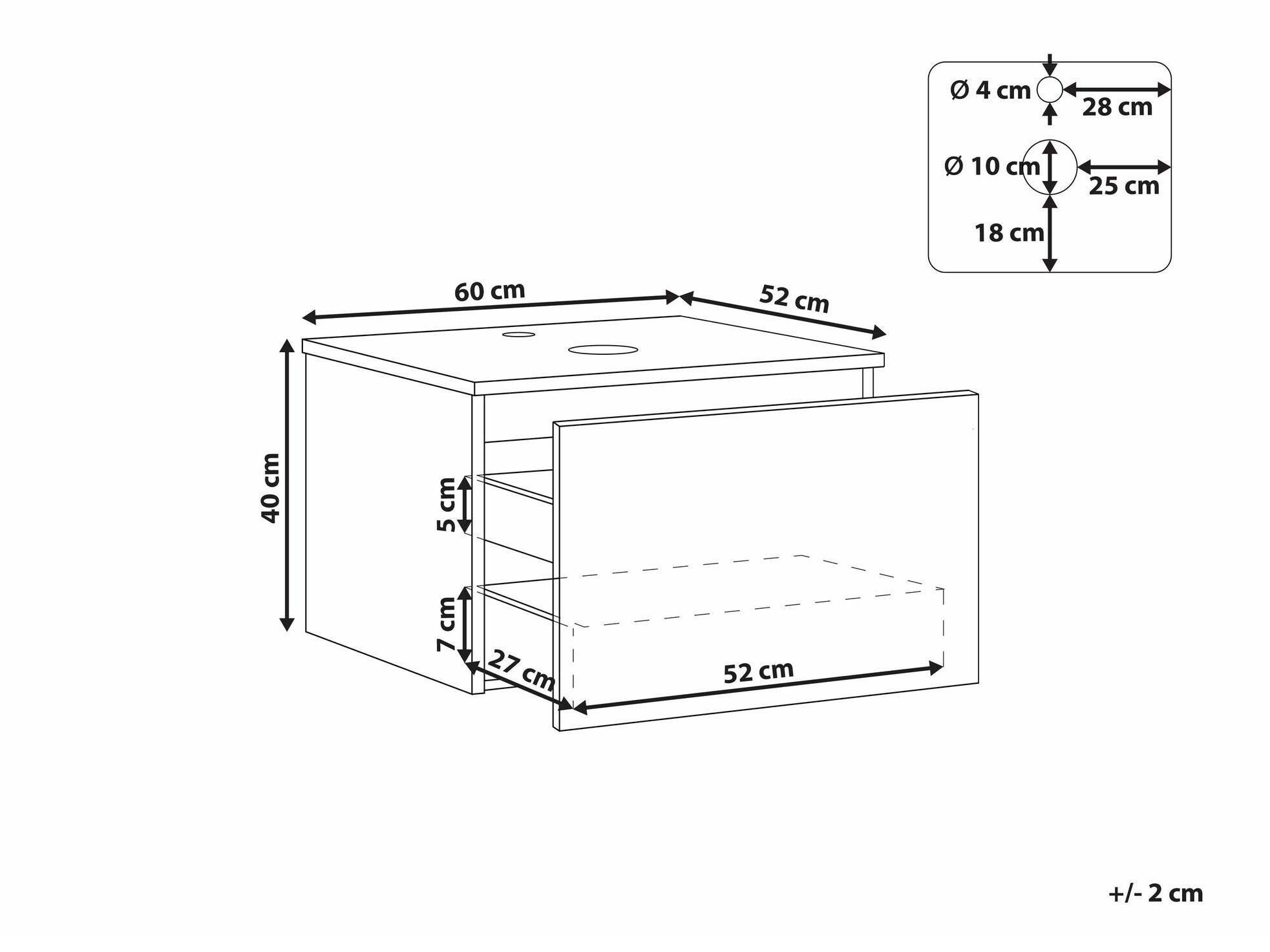 Zidni ormarić za umivaonik Berwyn 2253 (Bijela)