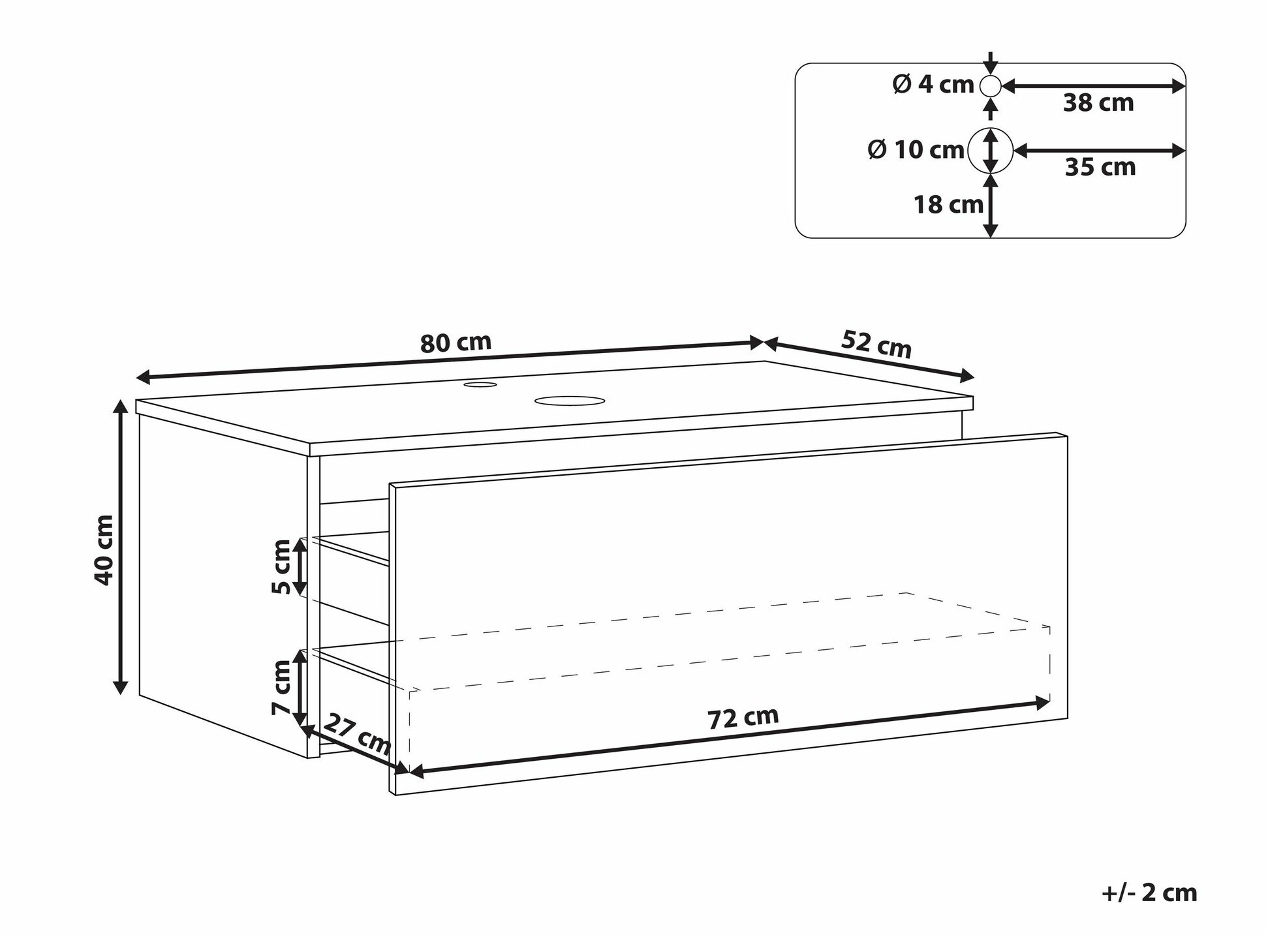 Zidni ormarić za umivaonik Berwyn 2254 (Crna)