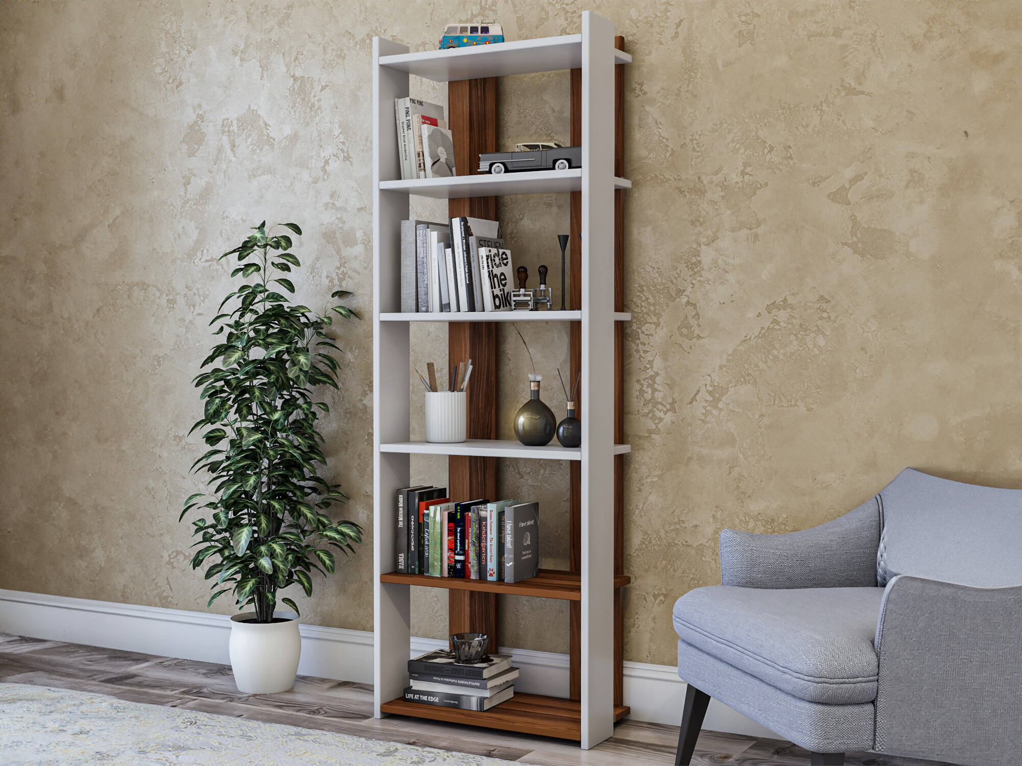 Polica Kailua 769 (Bijela + Orah)