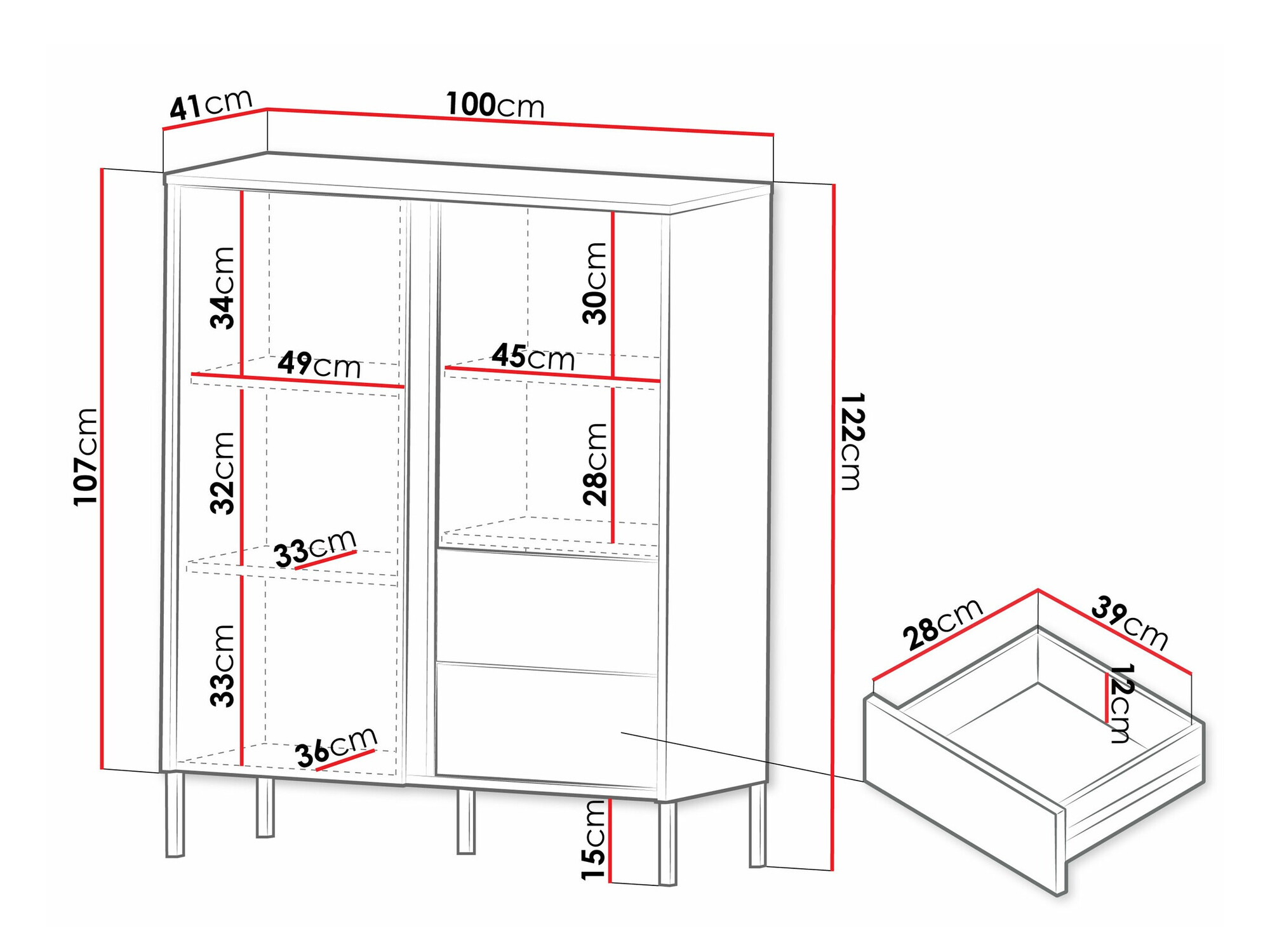 Komoda Lumiri 100 (Hrast + Crna)