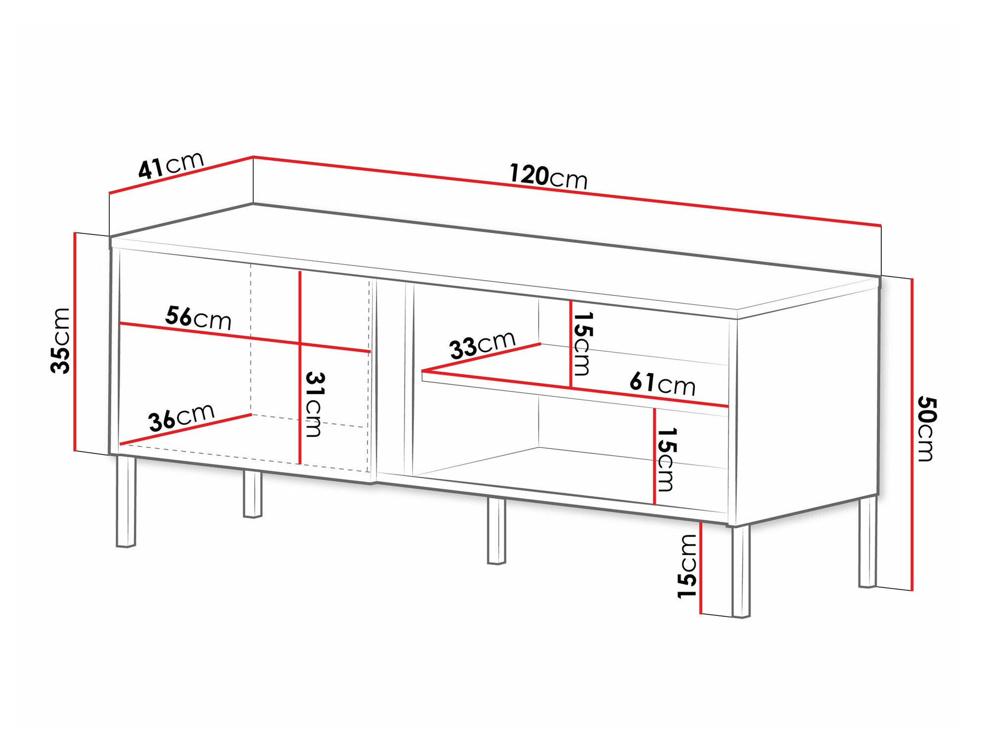 TV stol Lumiri 106 (Hrast + Crna)